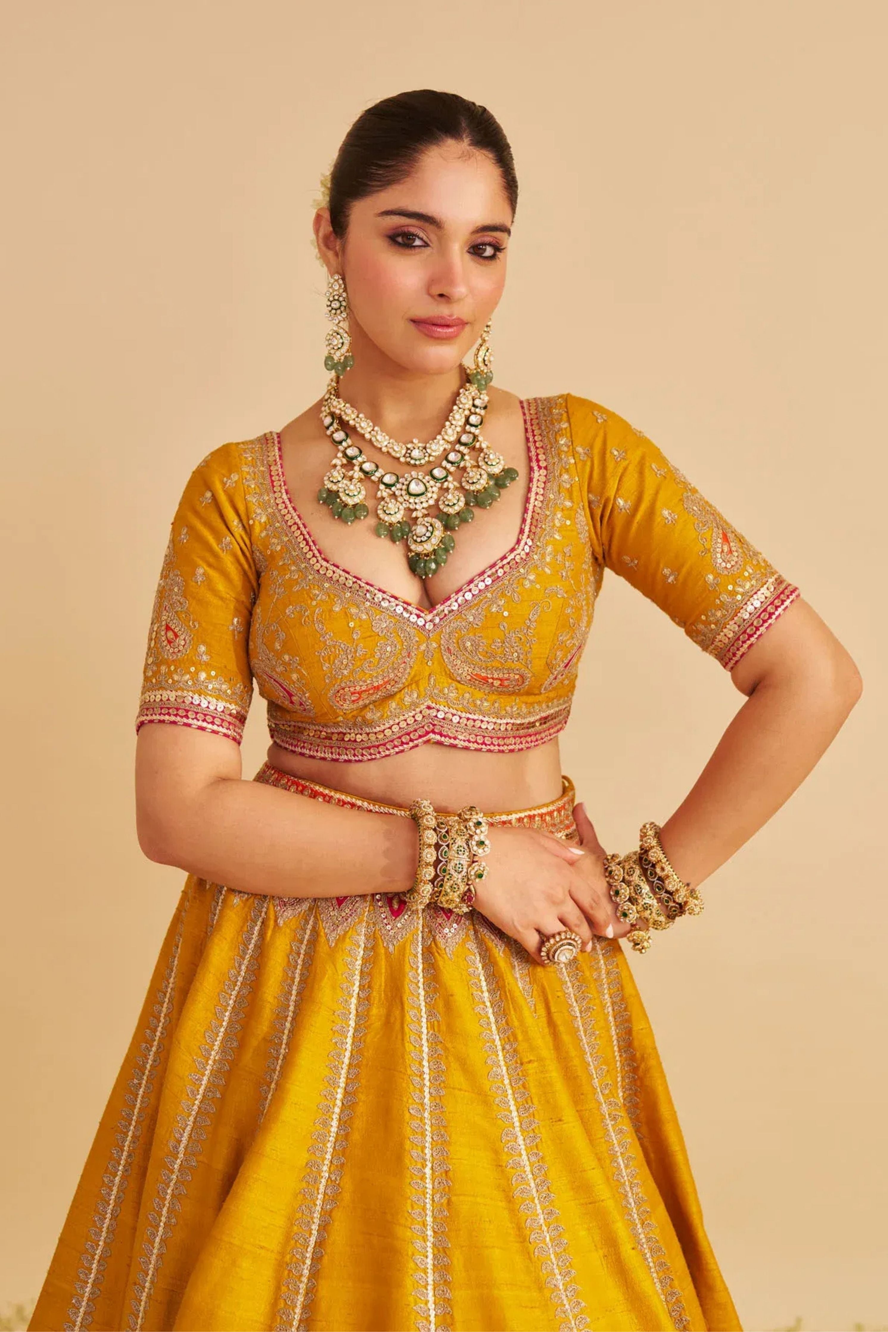 Amara  Mustard Lehenga  Set