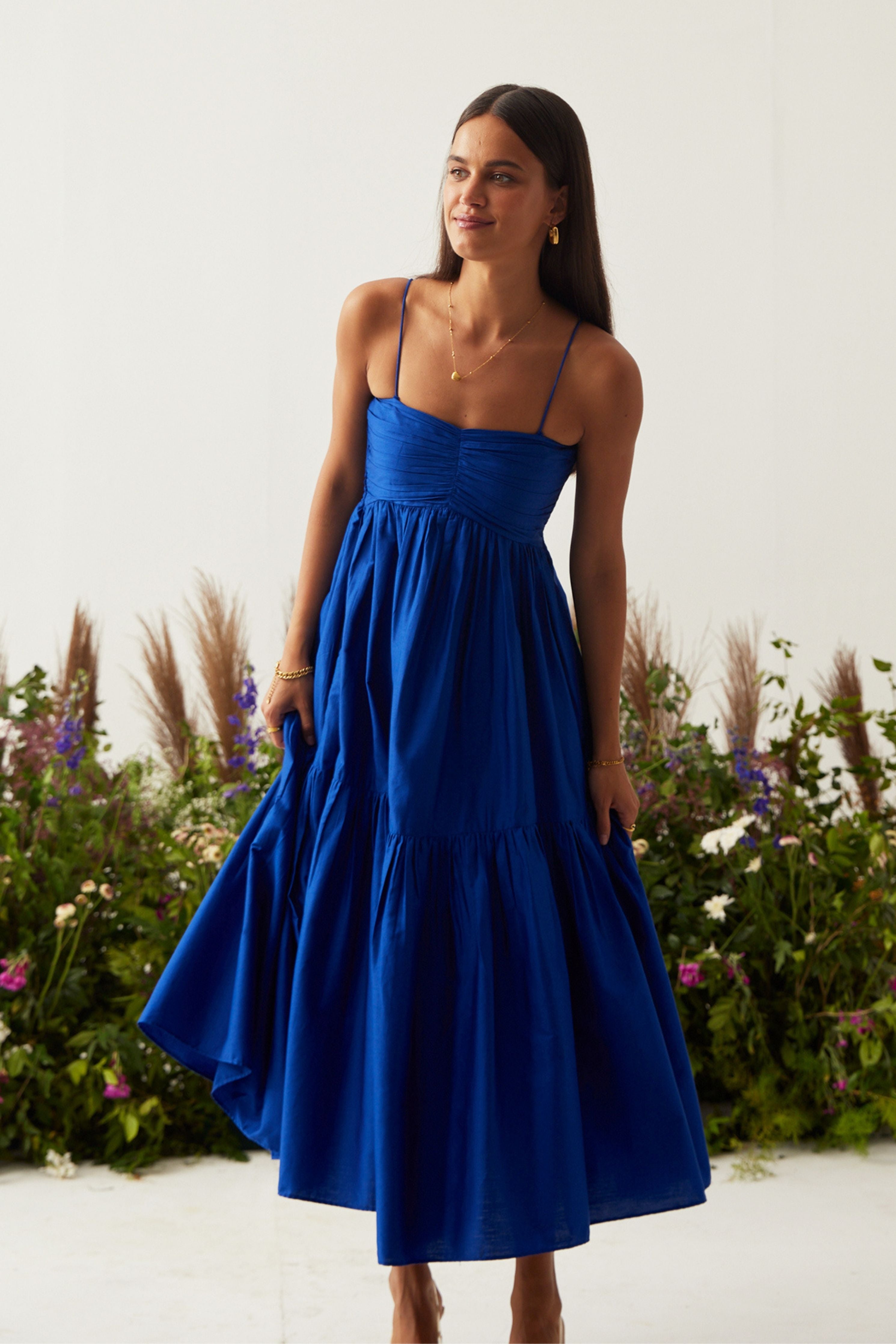Lea Royal Blue Dress with detachable sleeves
