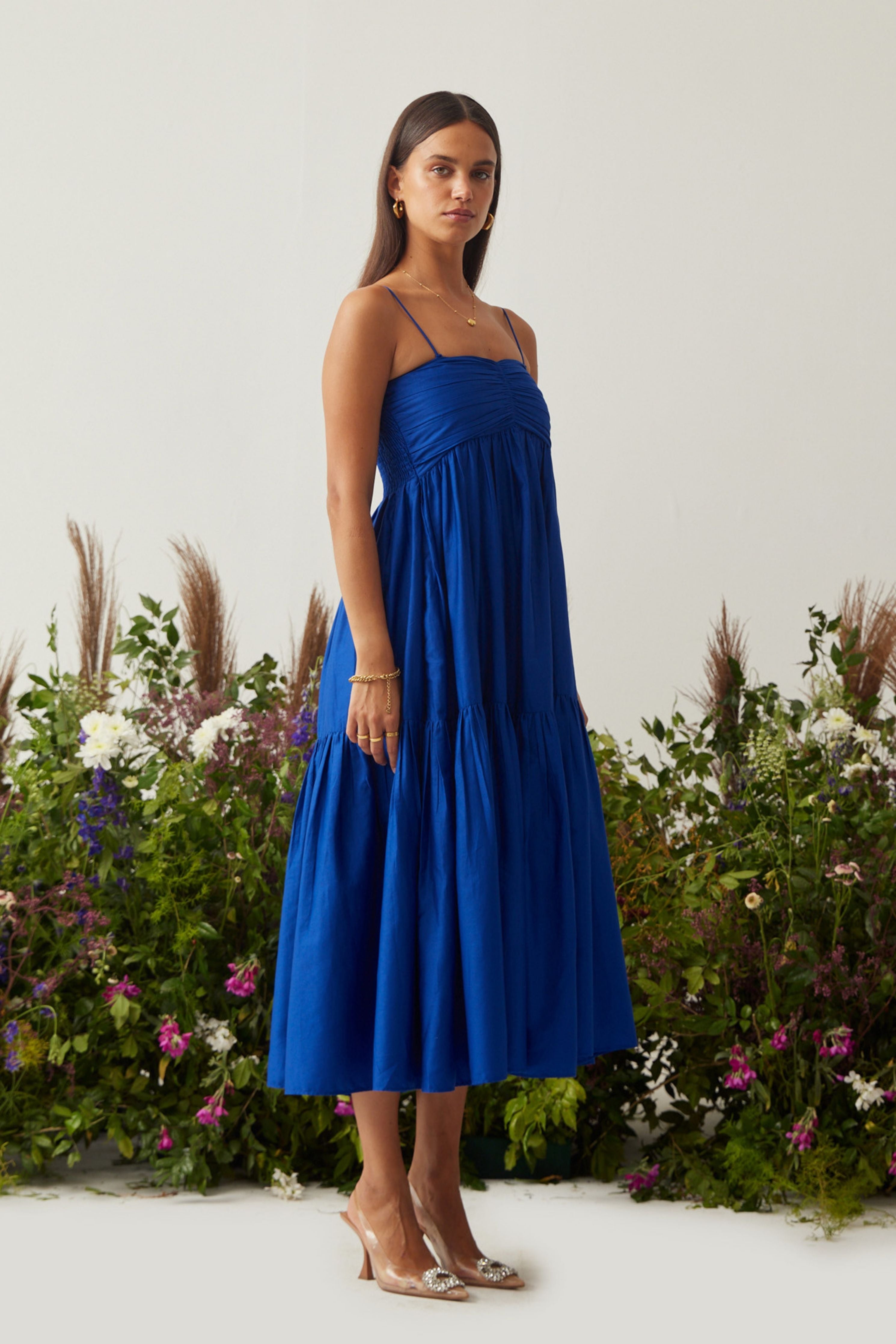 Lea Royal Blue Dress with detachable sleeves