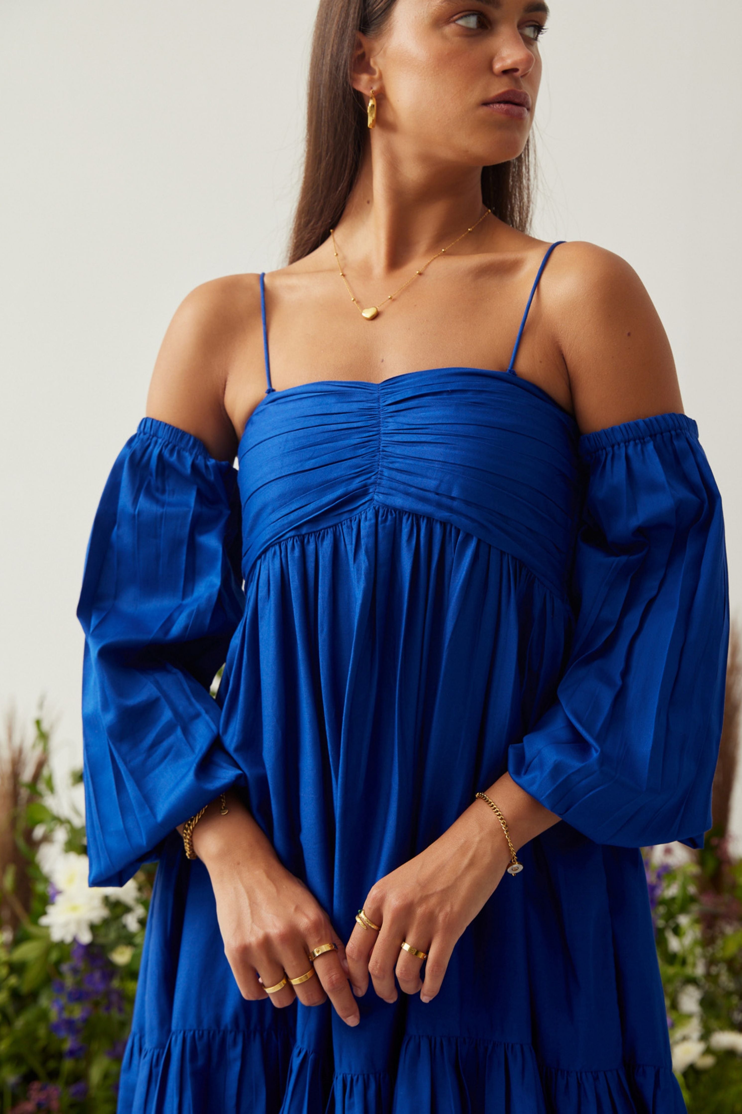 Lea Royal Blue Dress with detachable sleeves