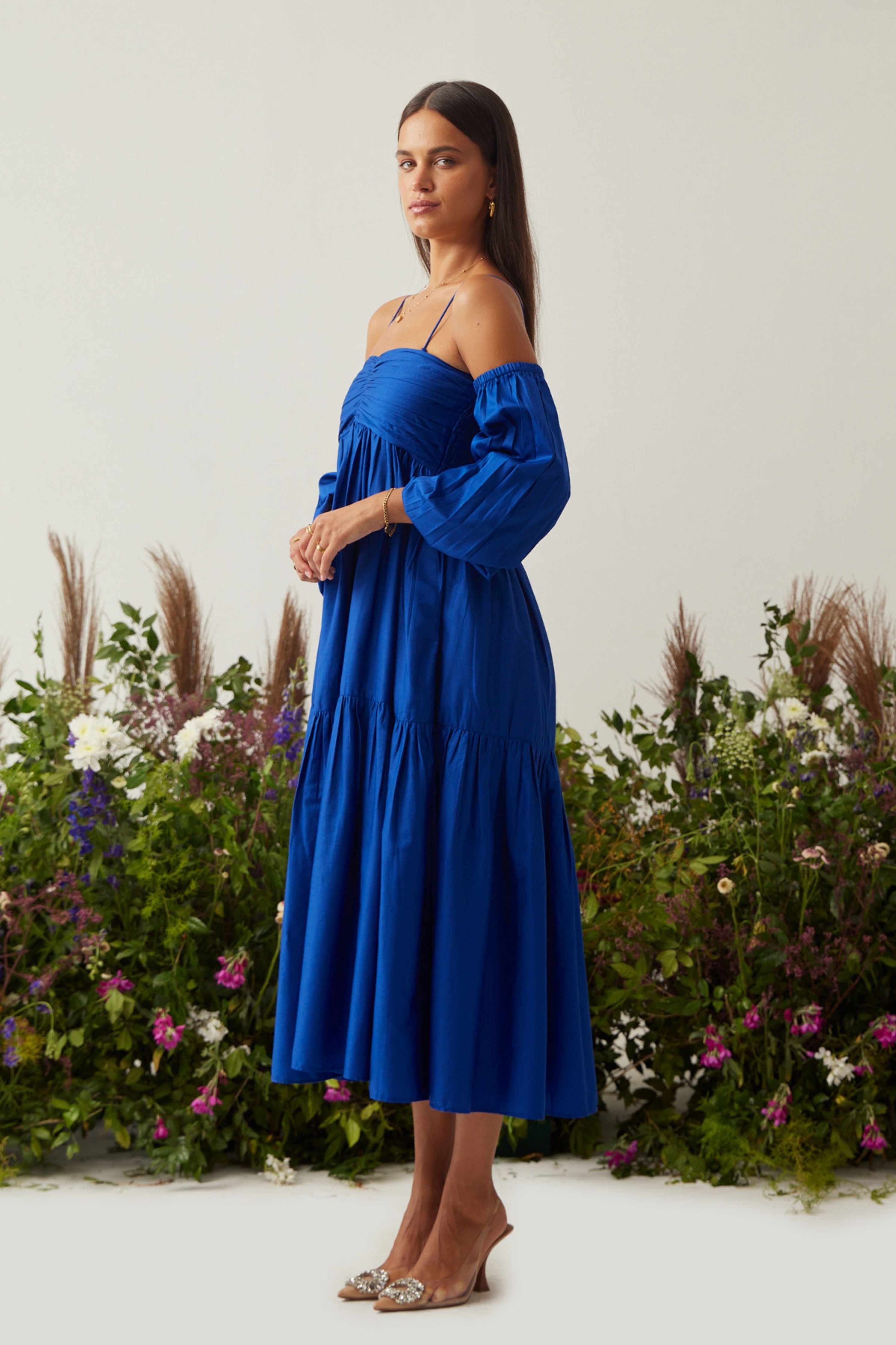 Lea Royal Blue Dress with detachable sleeves