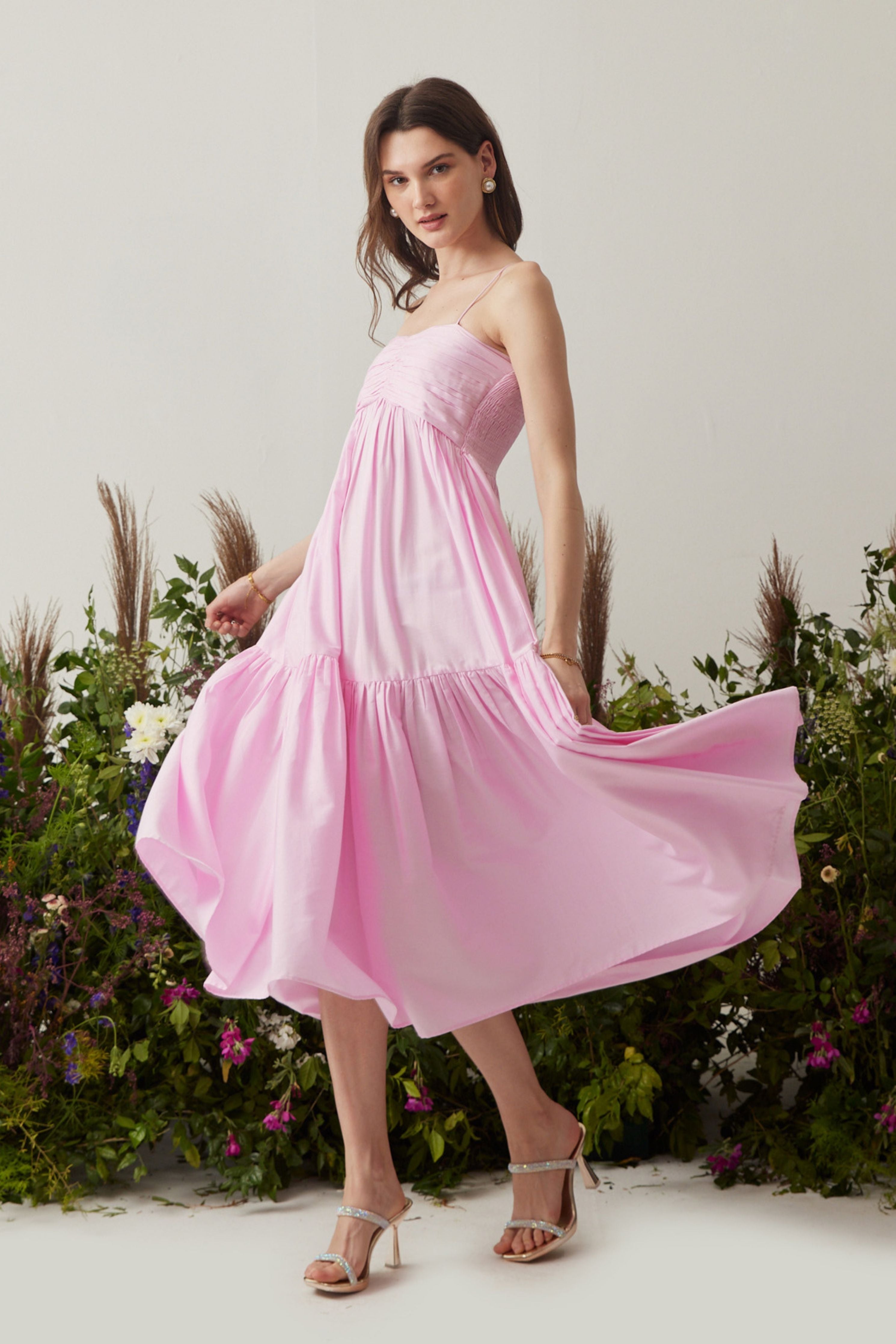 Lea Pink Dress with detachable sleeves