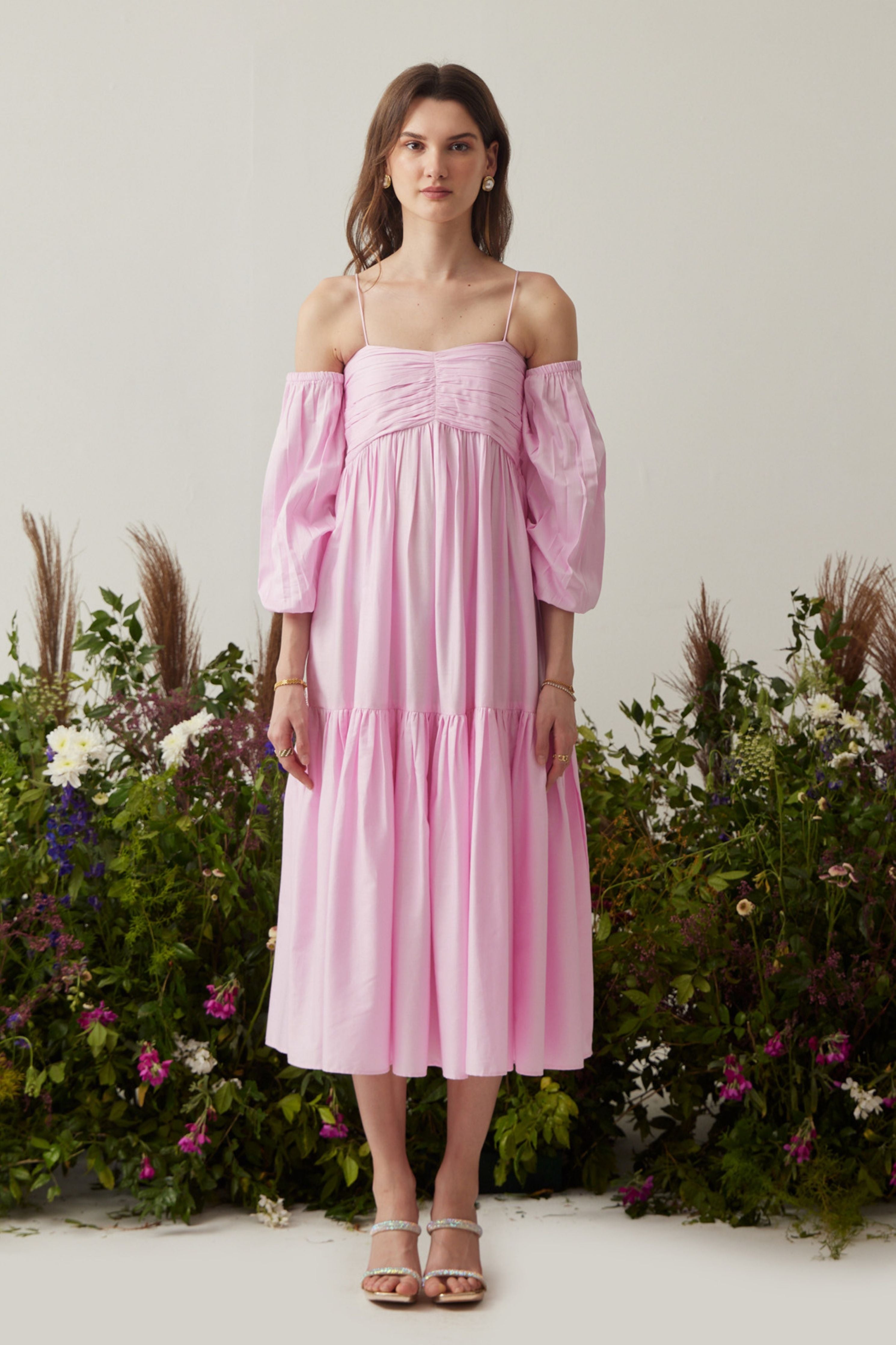 Lea Pink Dress with detachable sleeves
