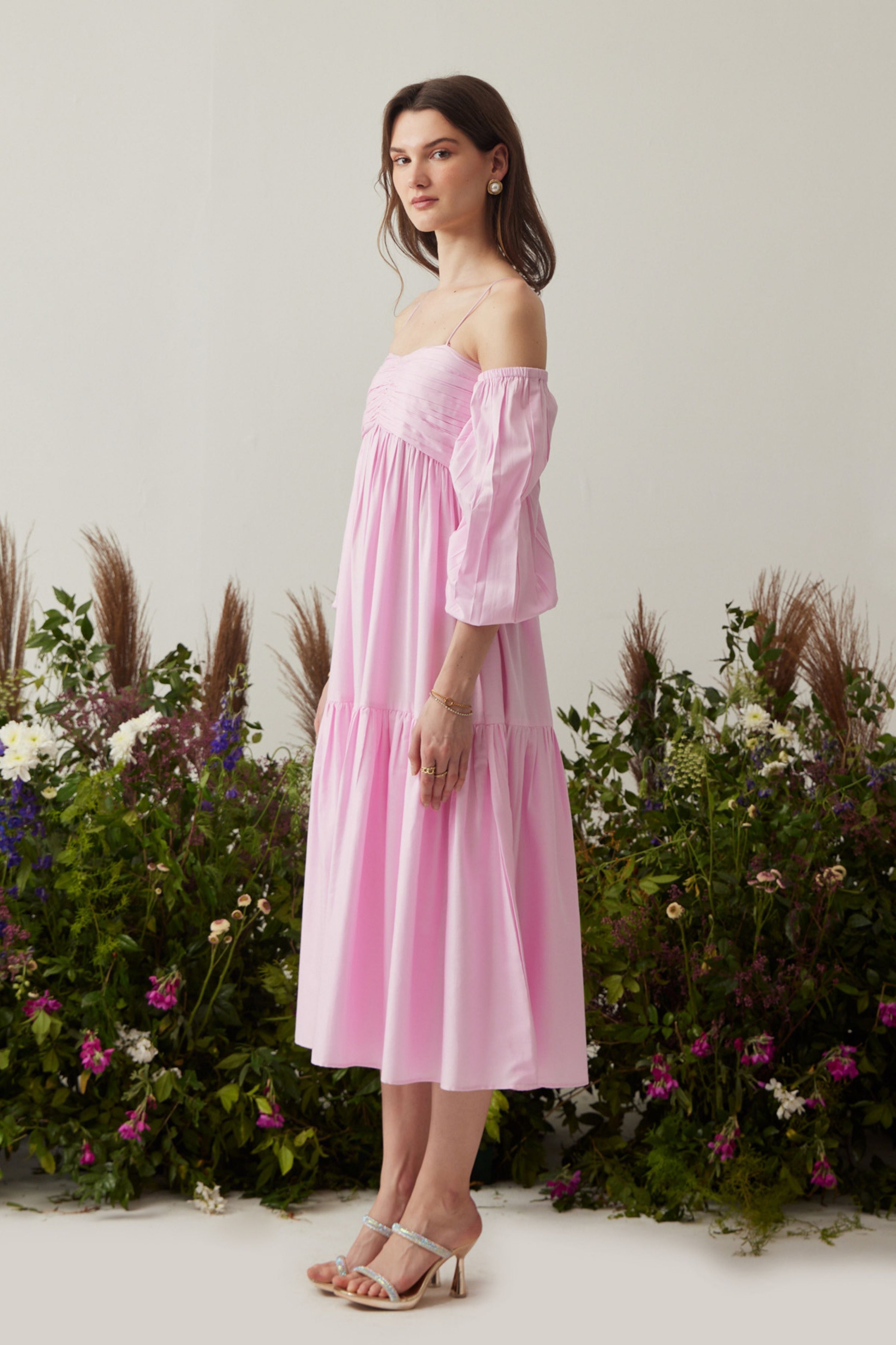 Lea Pink Dress with detachable sleeves