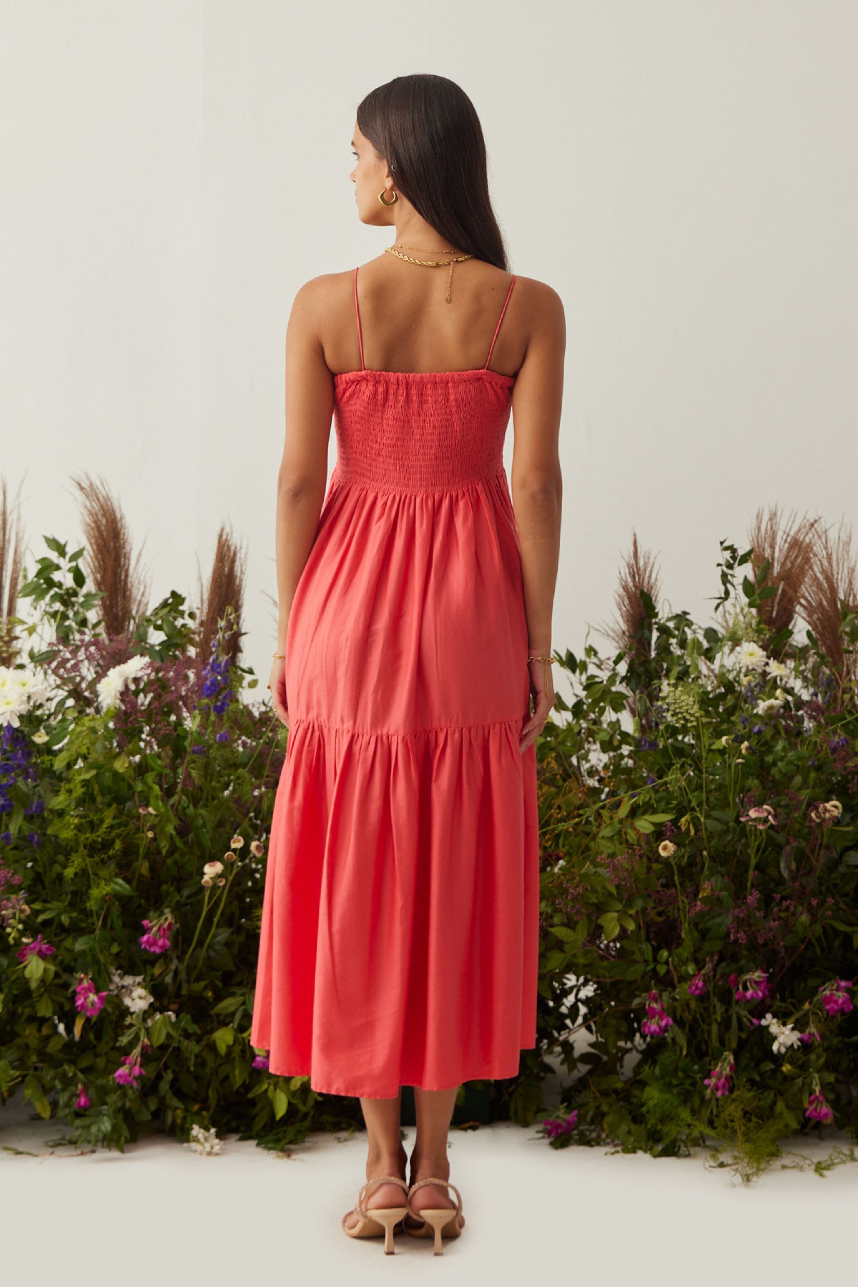 Lea Red Dress with detachable sleeves