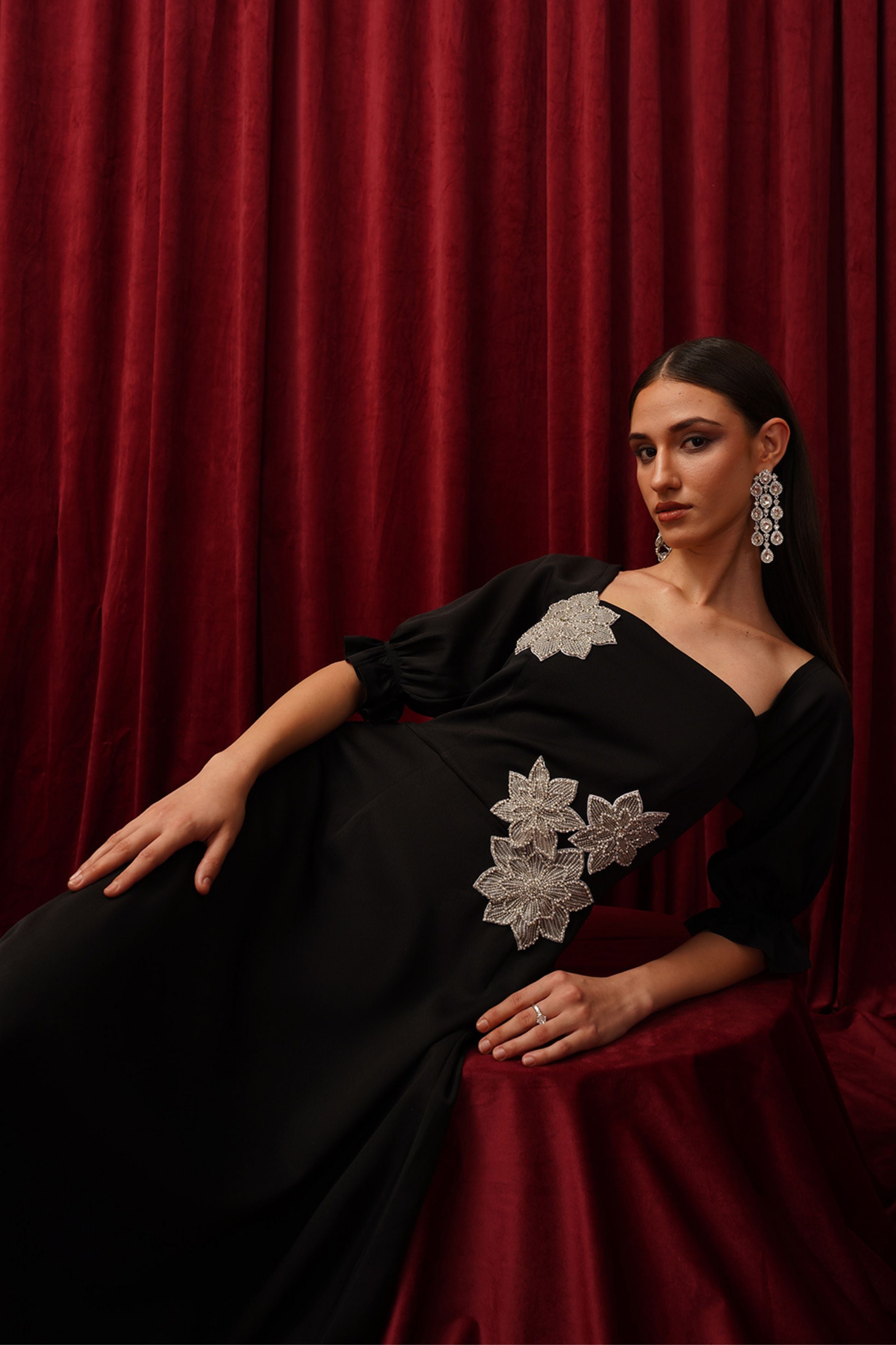 Leur Black Midi Dress