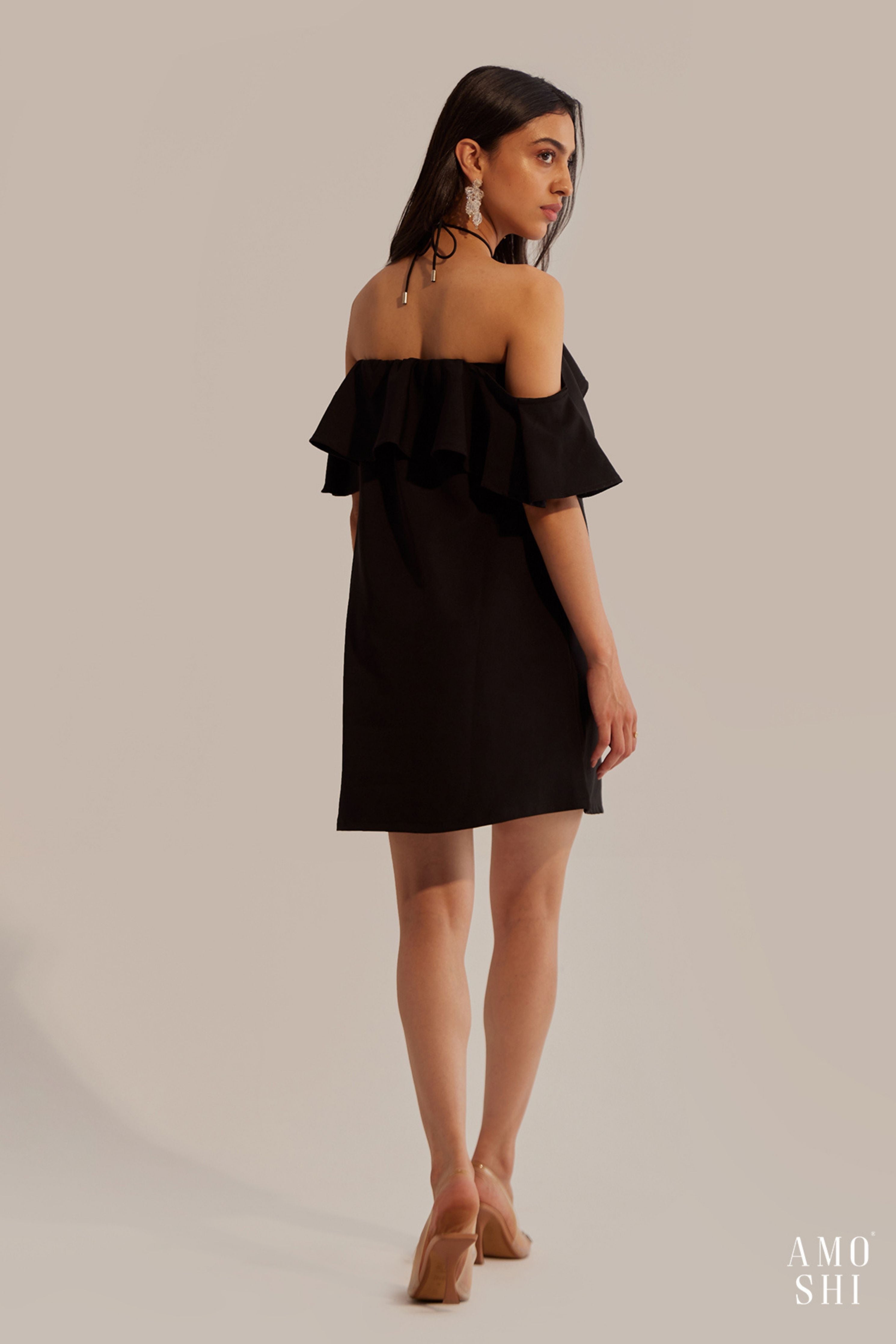 Rene Black Halter Mini Dress