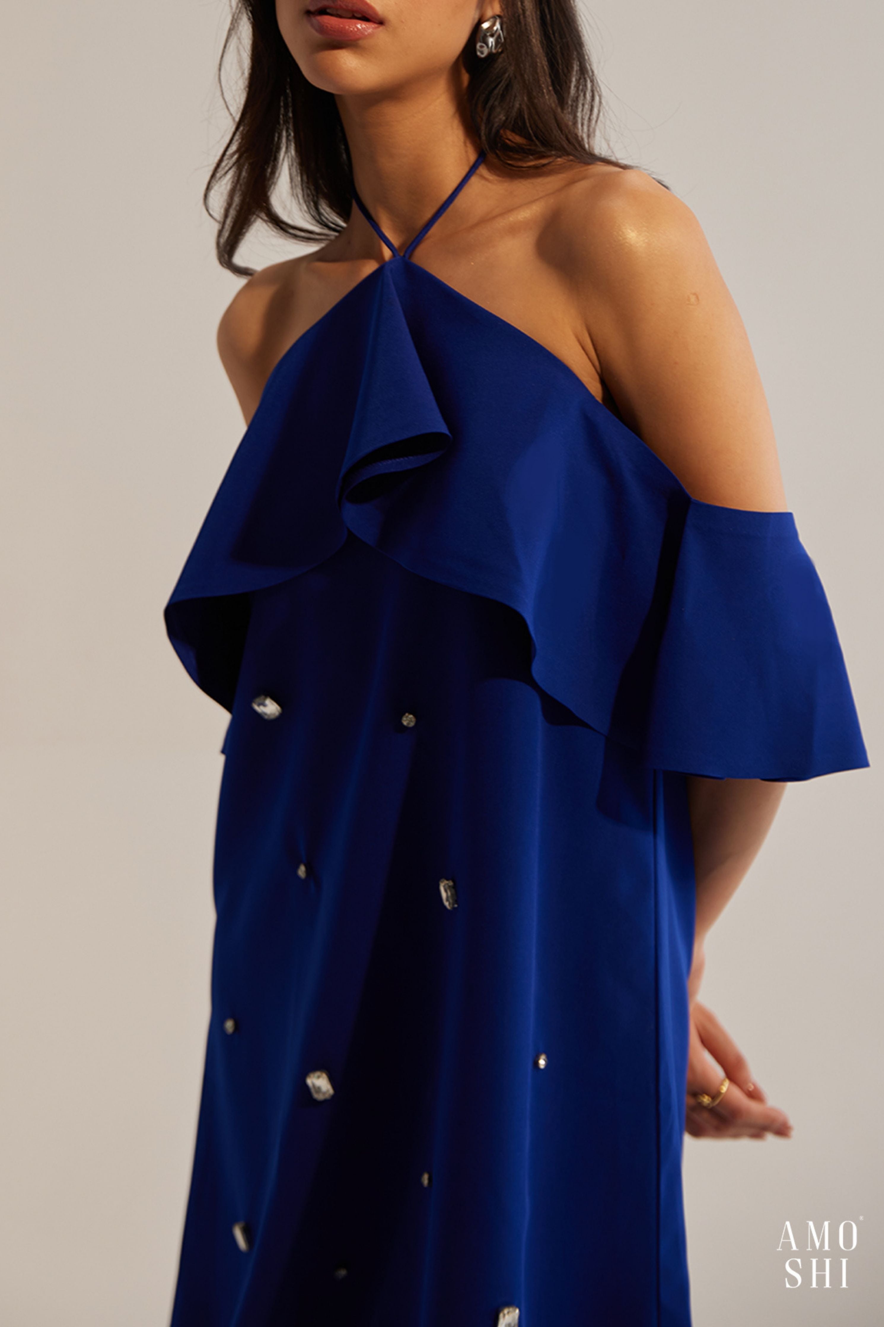 Rene Blue Halter Mini Dress