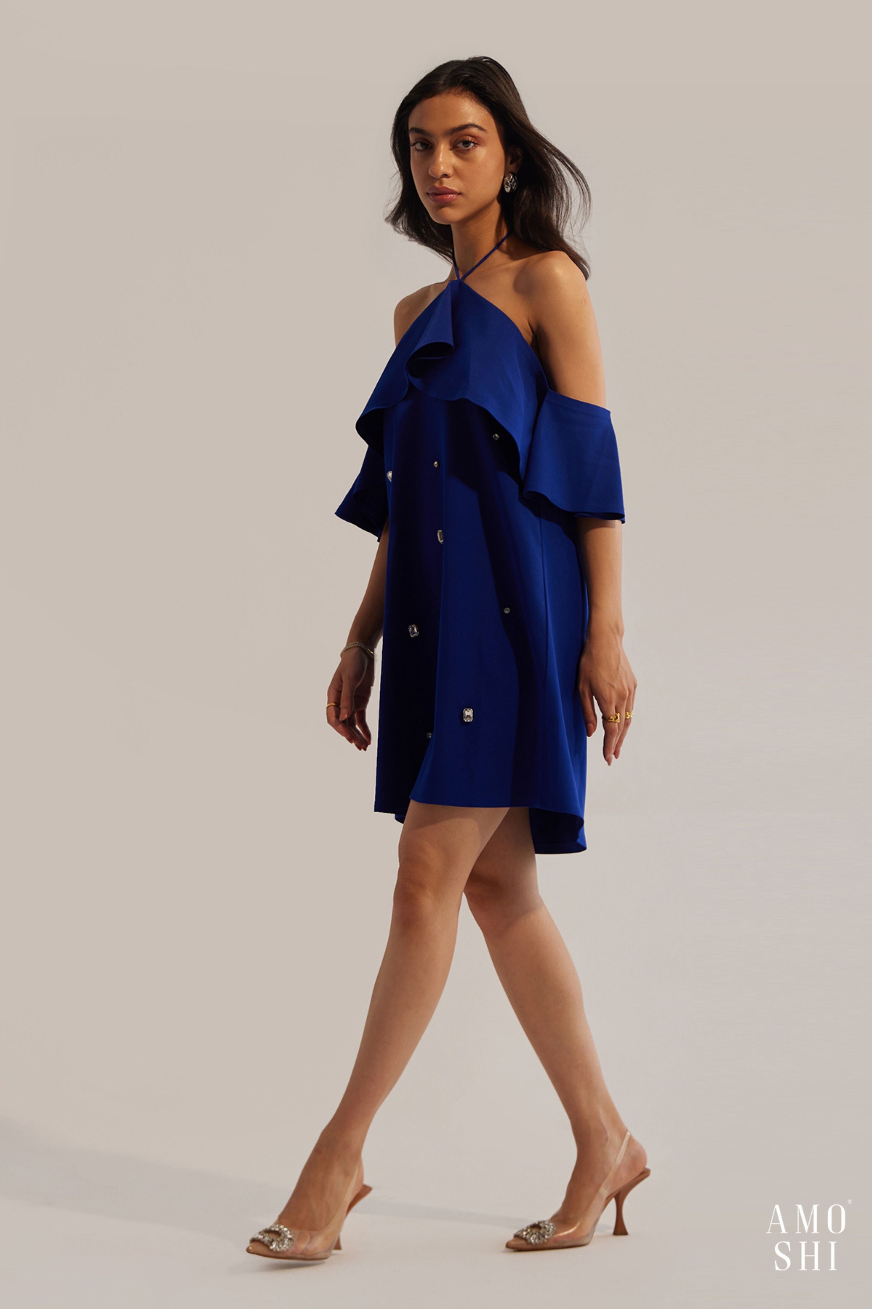 Rene Blue Halter Mini Dress