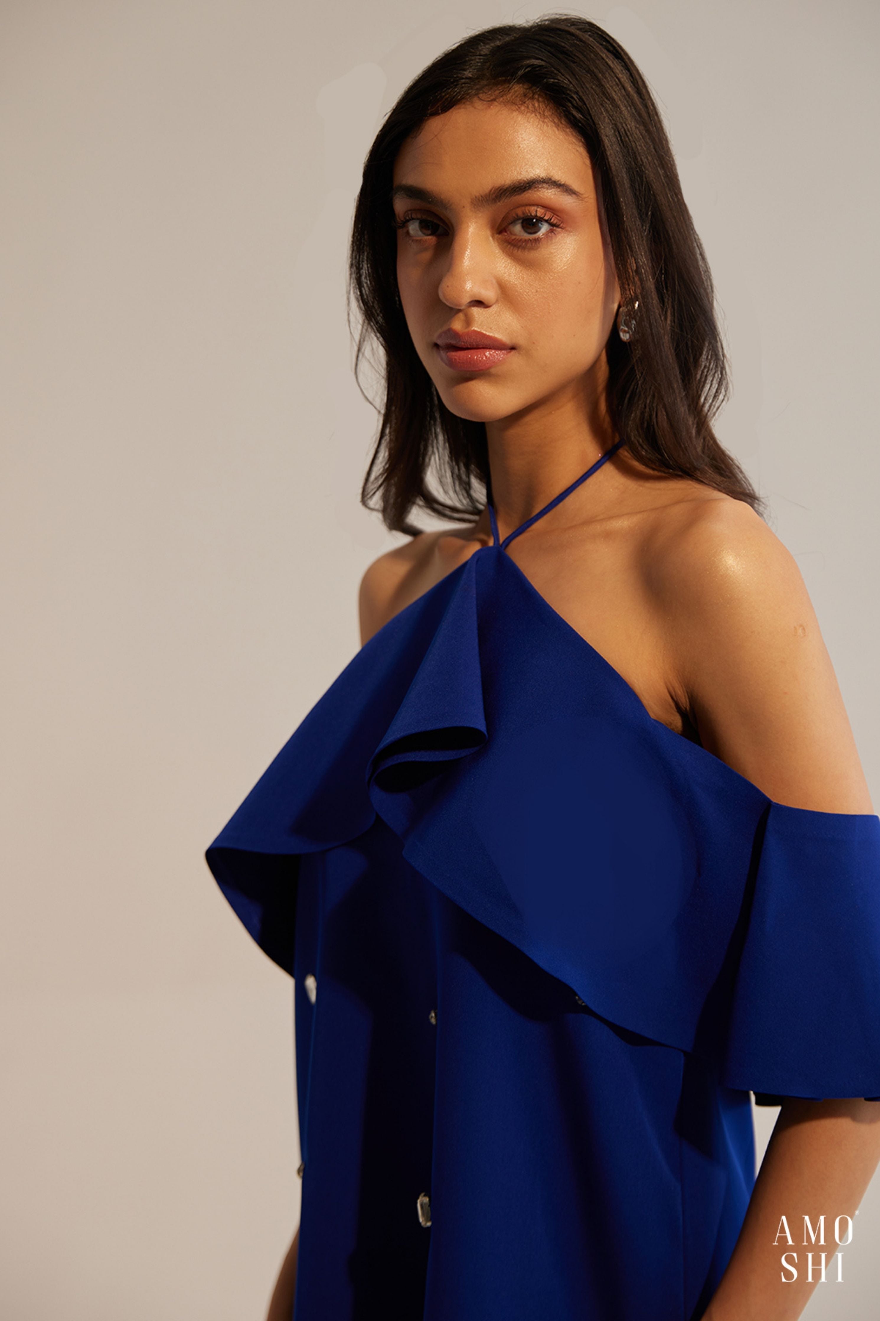 Rene Blue Halter Mini Dress