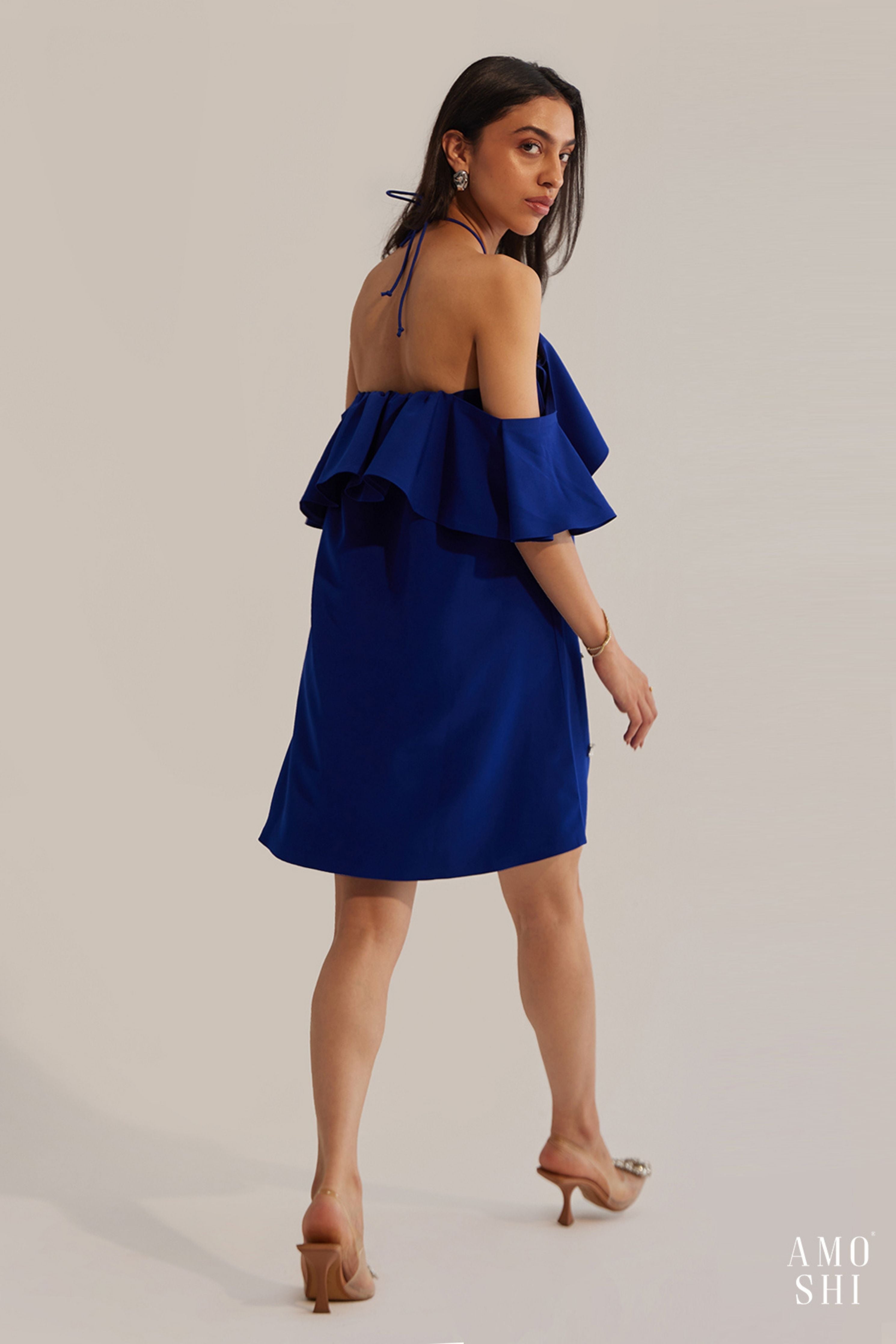 Rene Blue Halter Mini Dress