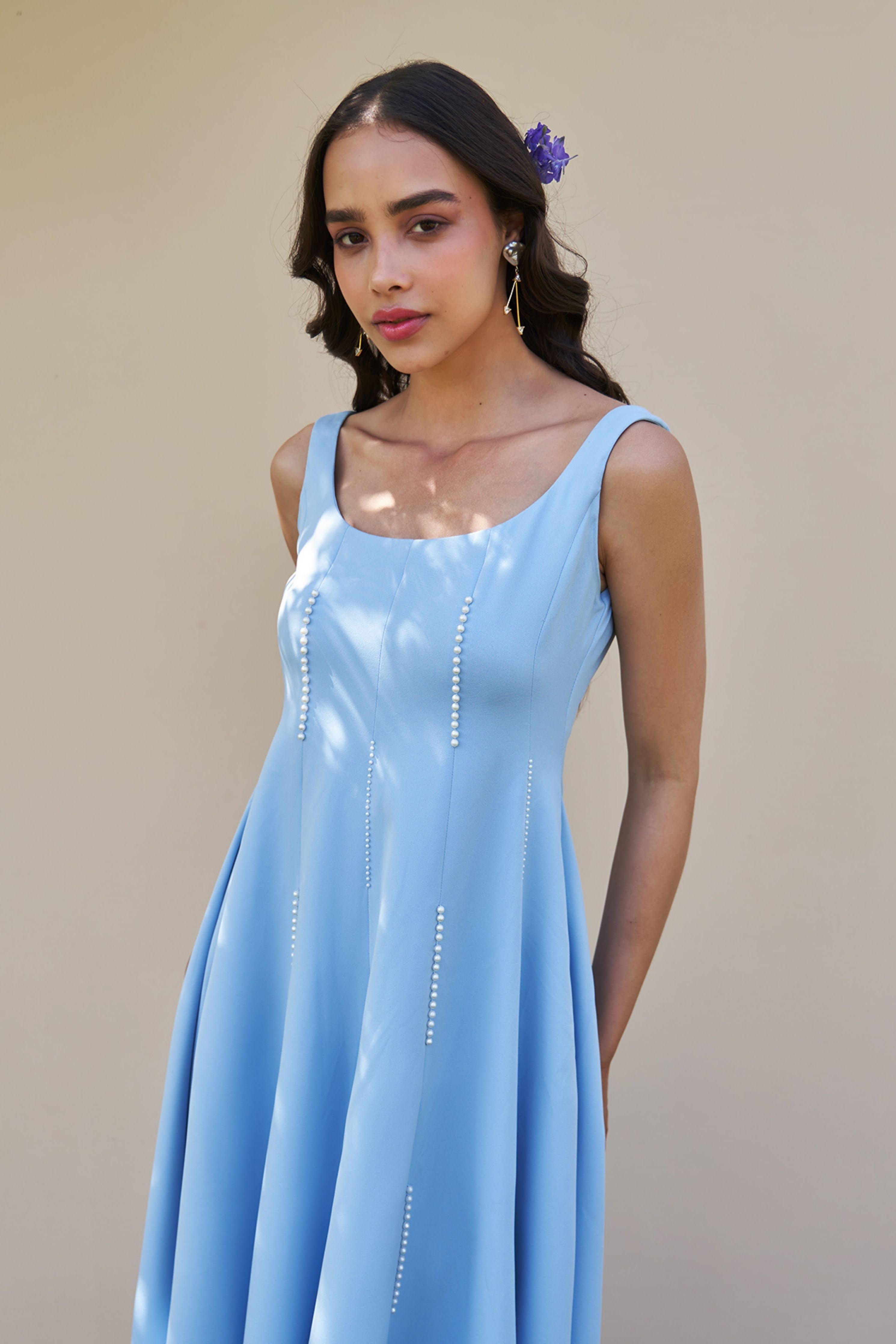 Caroline Powder Blue Midi Dress