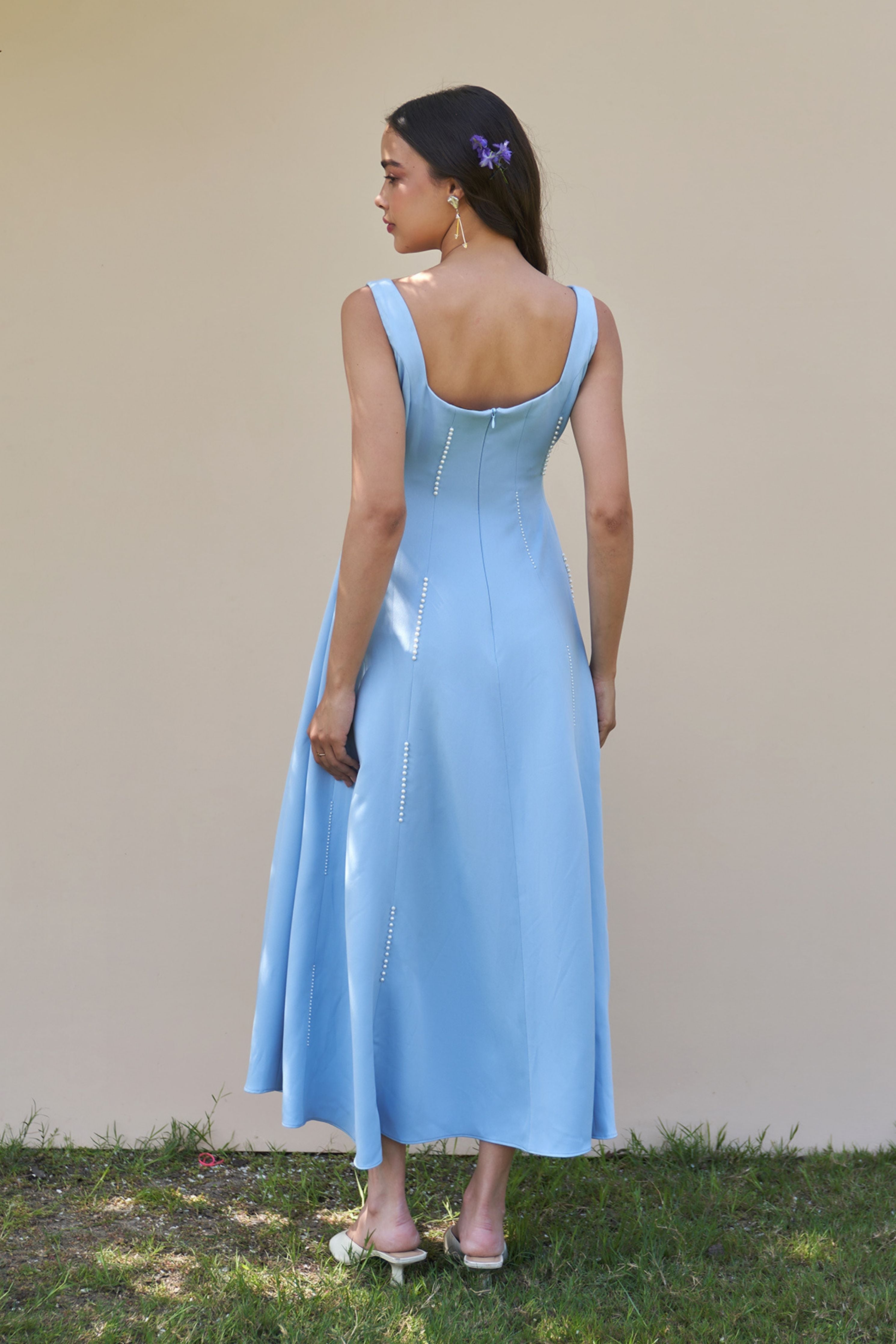 Caroline Powder Blue Midi Dress
