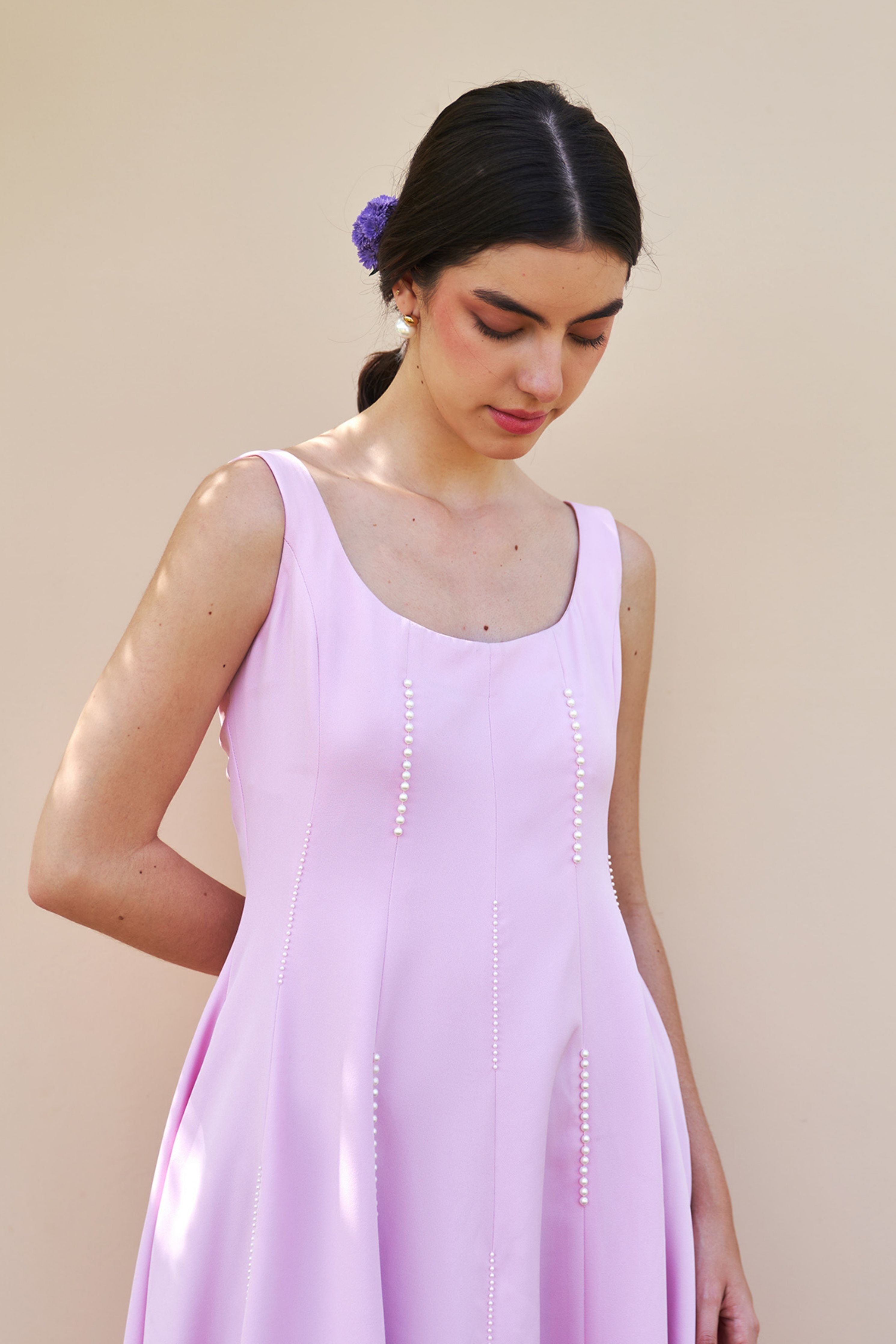 Caroline Baby Pink Midi Dress