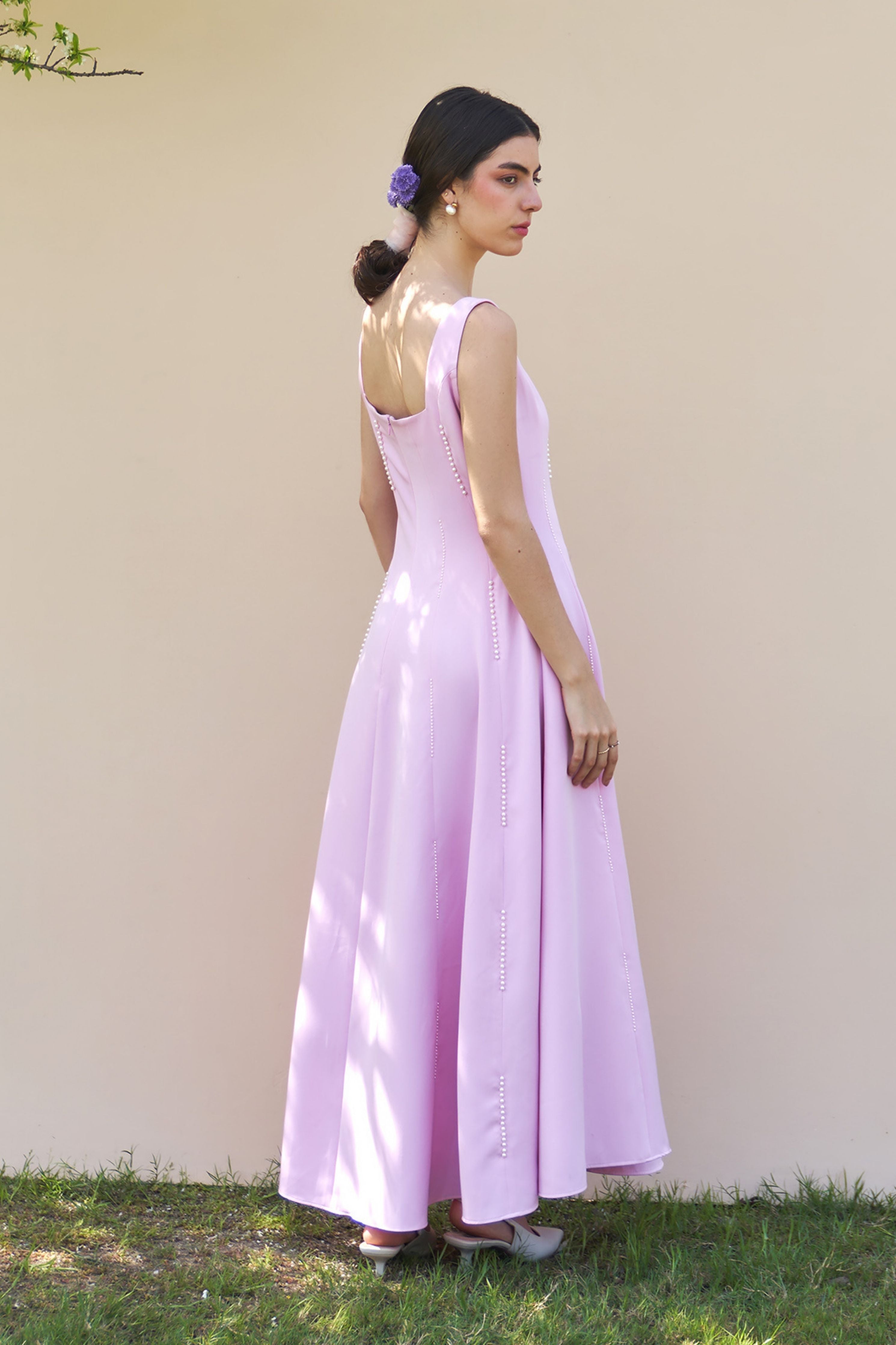 Caroline Baby Pink Midi Dress