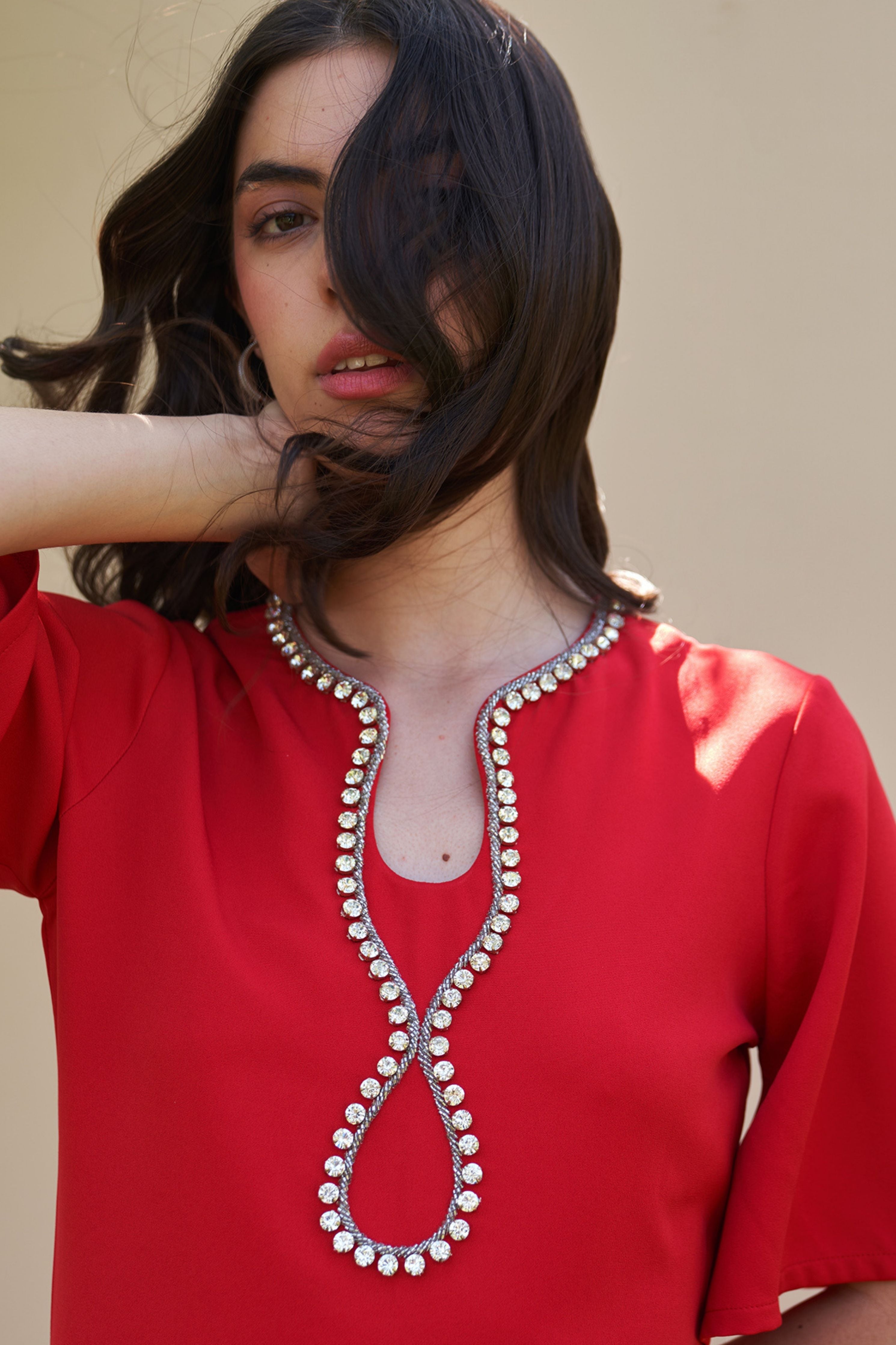 Dewdrop Red Midi Dress
