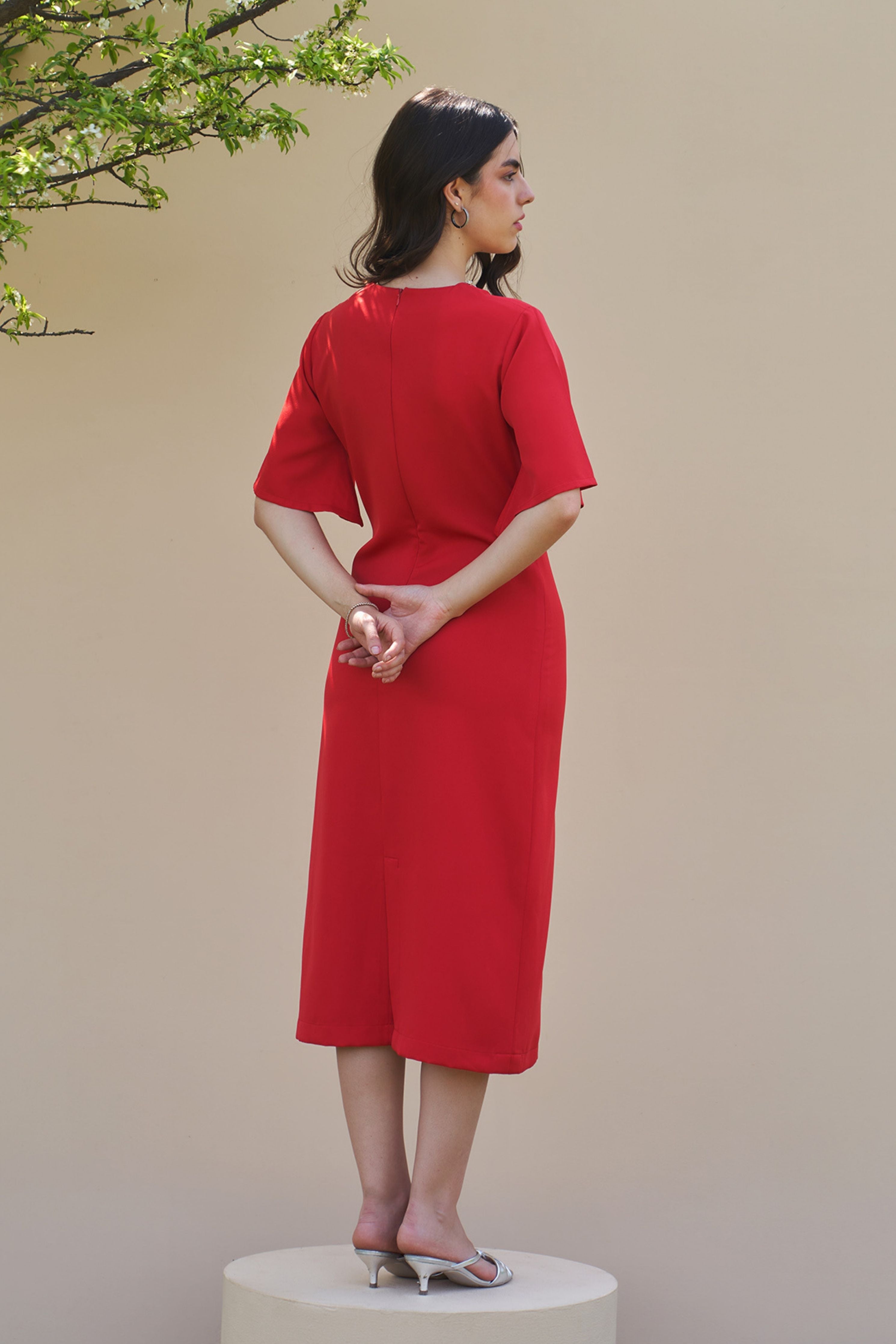 Dewdrop Red Midi Dress