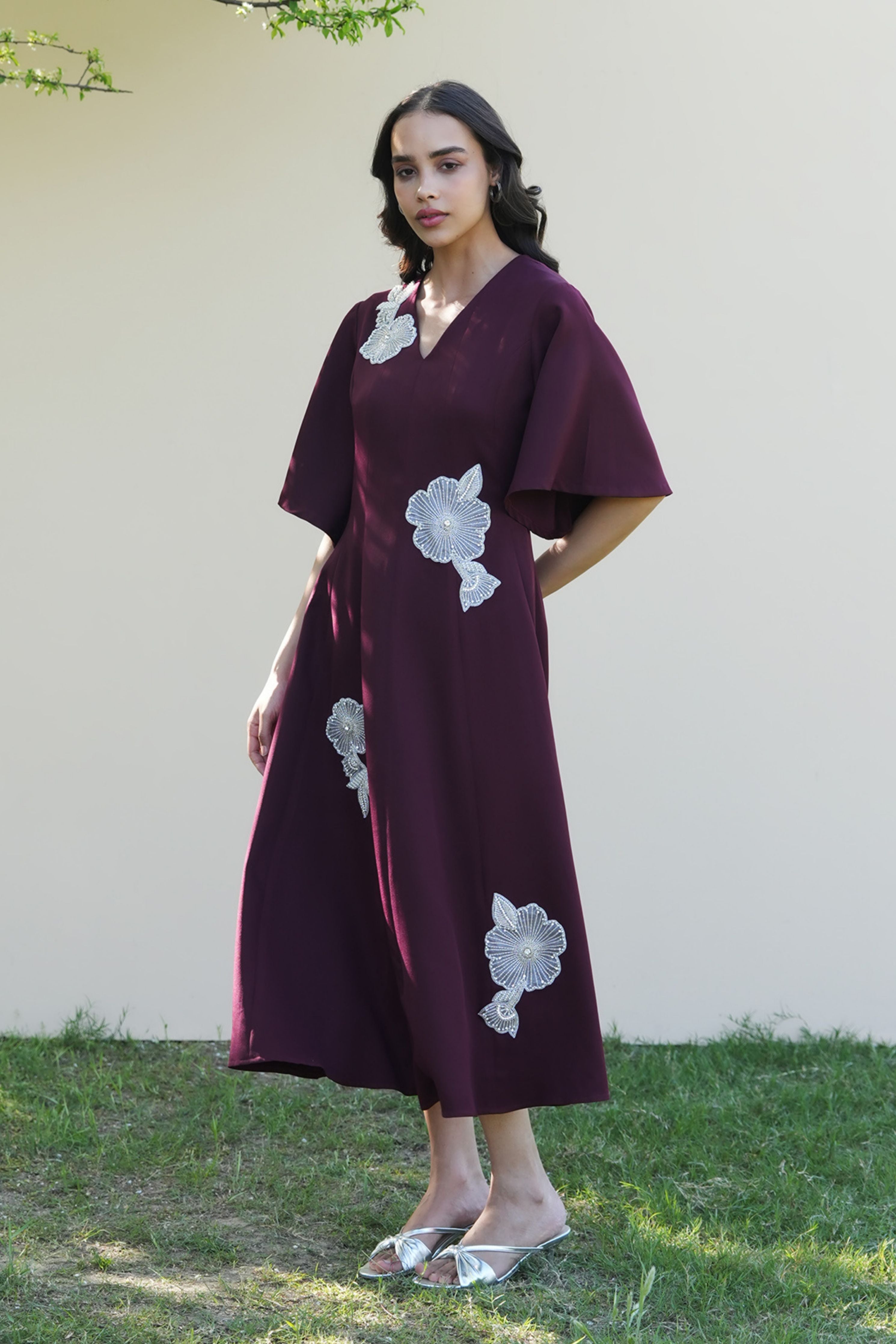 Paige Burgundy Midi Dress
