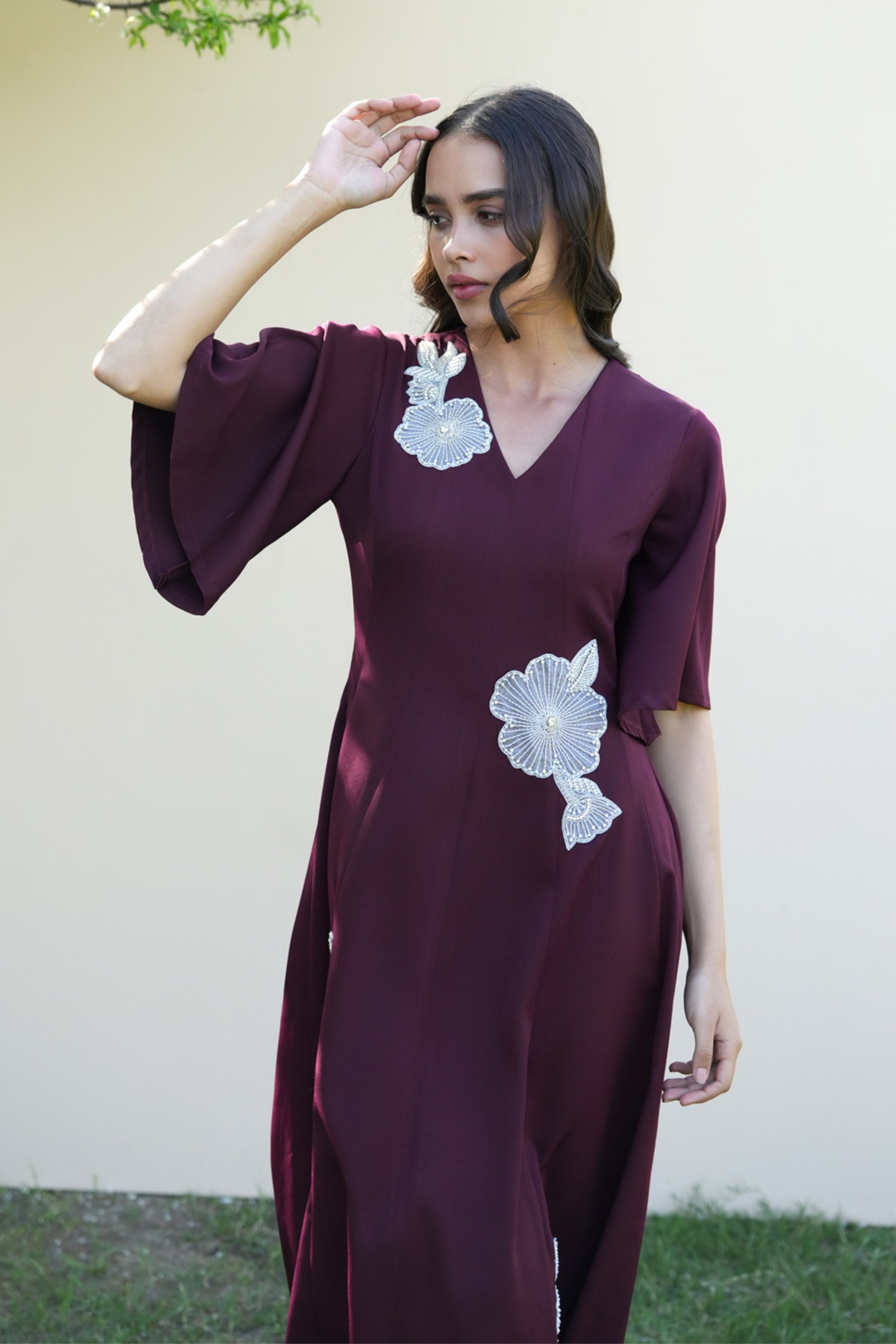 Paige Burgundy Midi Dress