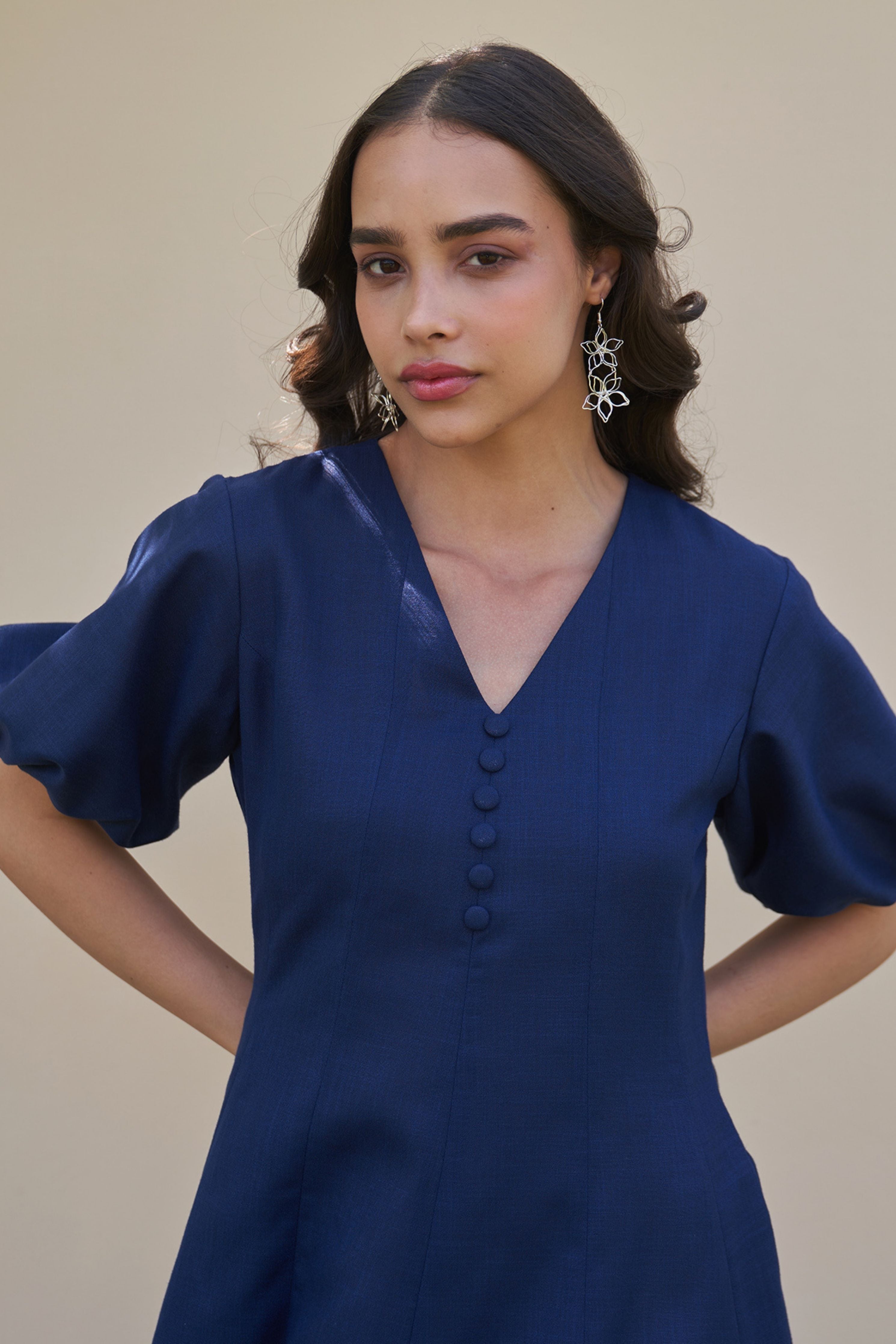 Pia Navy Blue Midi Dress