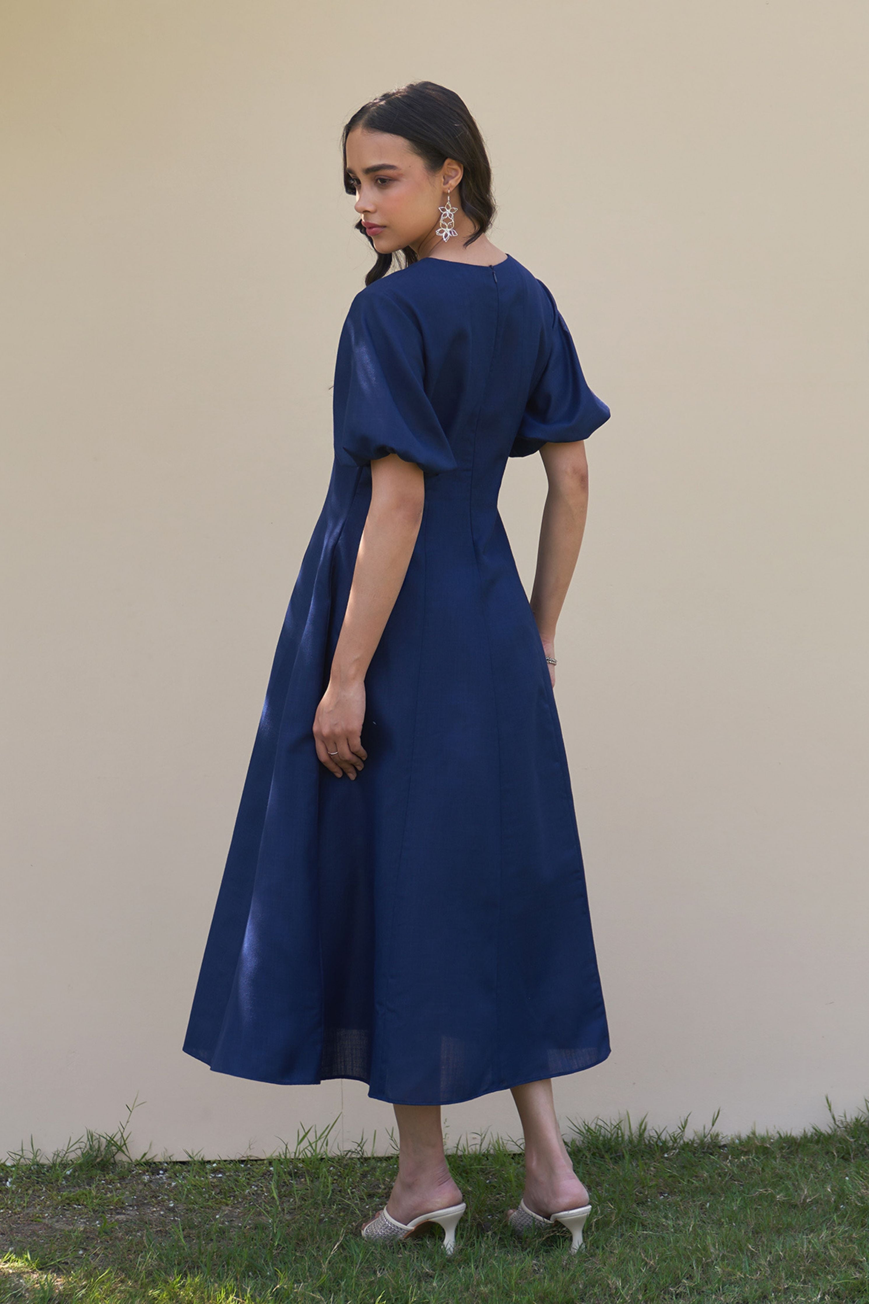 Pia Navy Blue Midi Dress