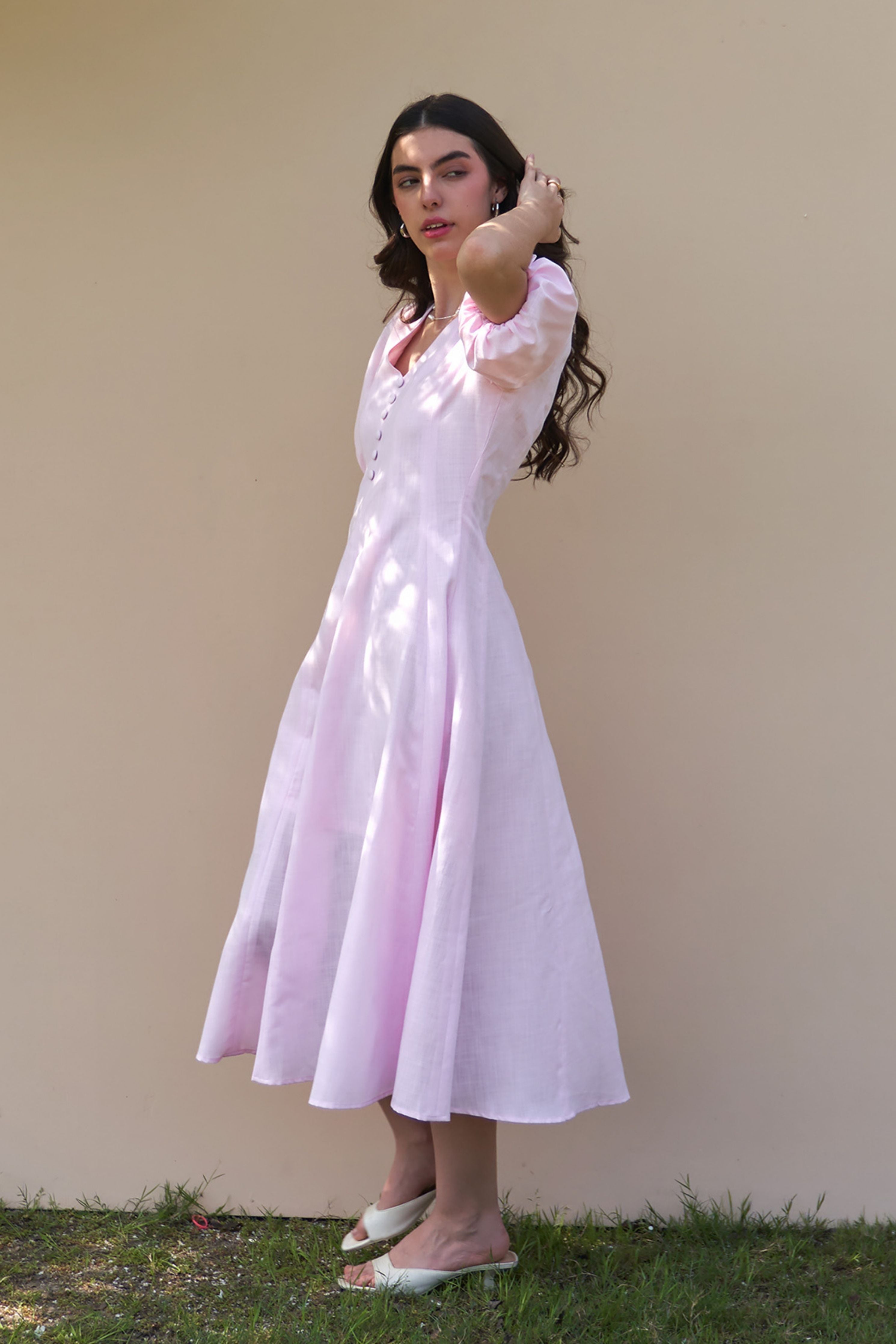 Pia Baby Pink Midi Dress