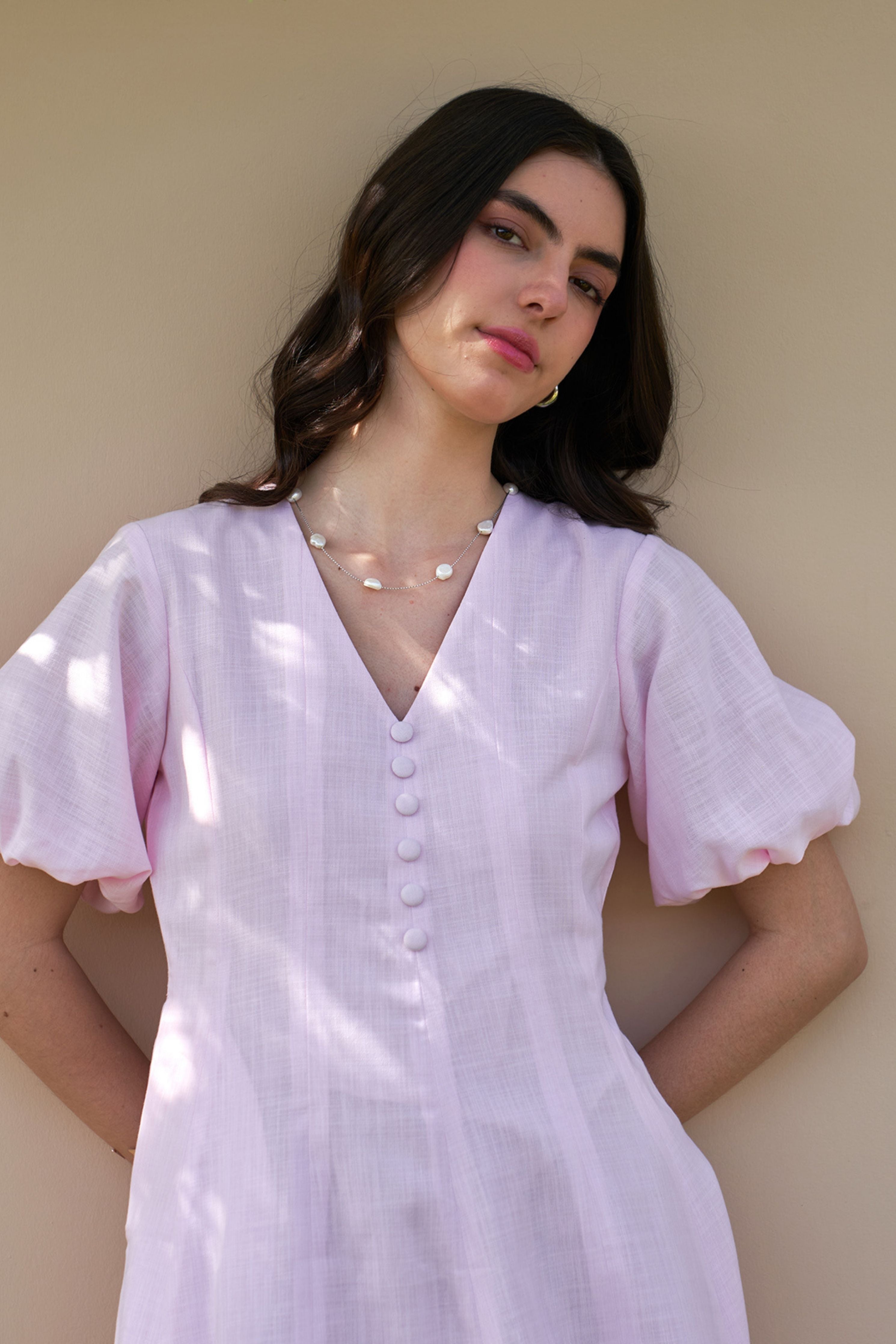 Pia Baby Pink Midi Dress