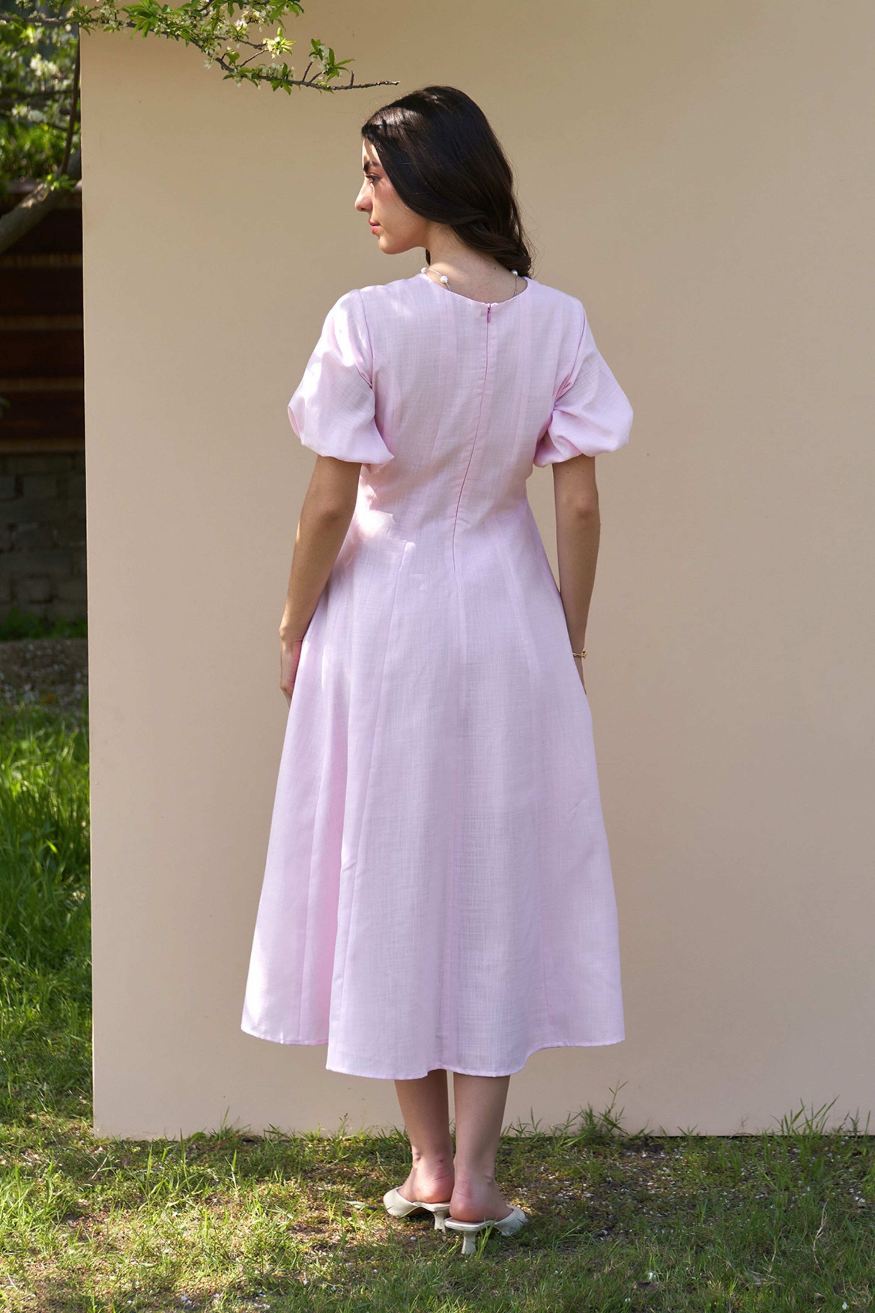 Pia Baby Pink Midi Dress