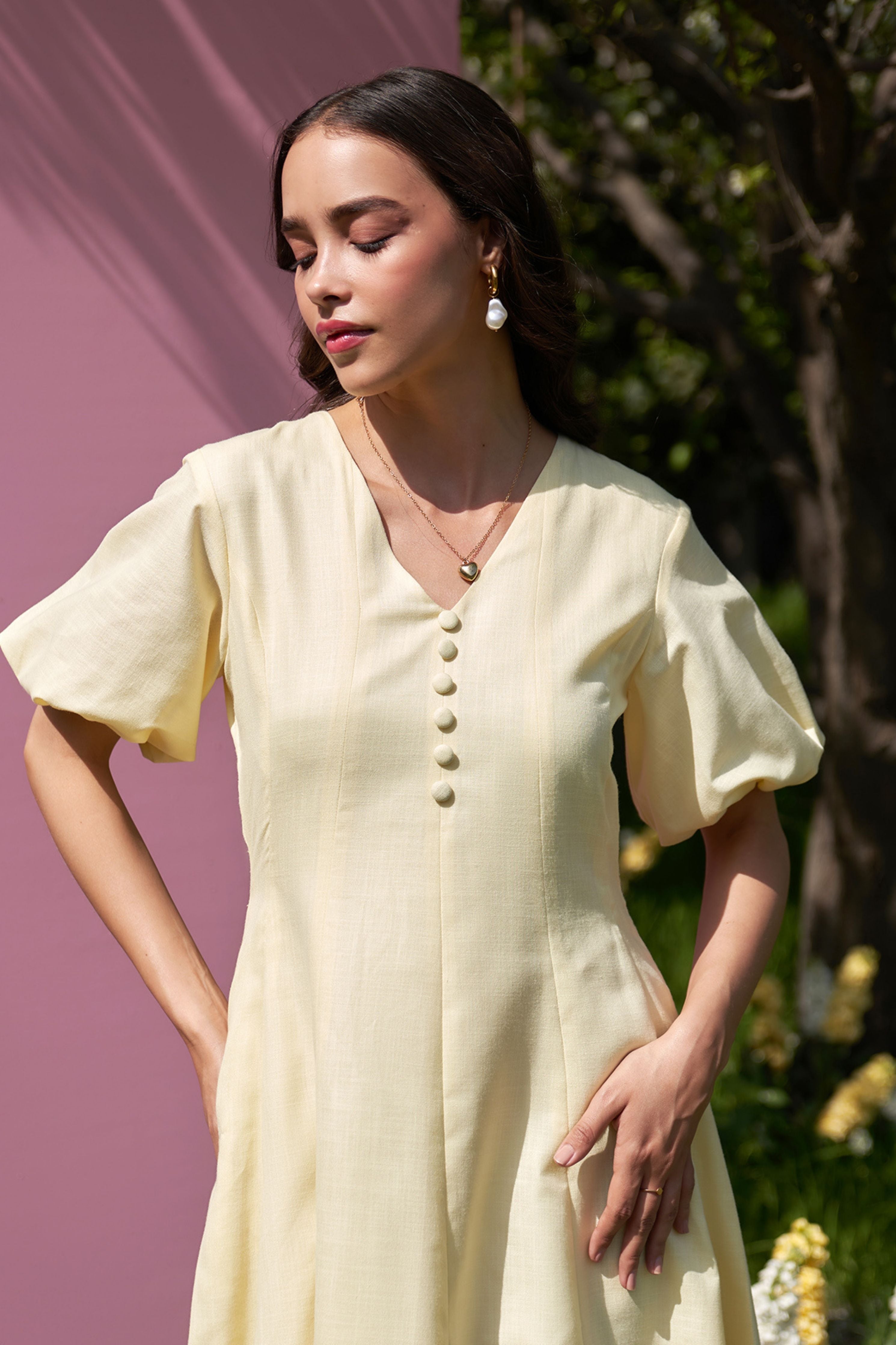 Pia Butter Yellow Midi Dress