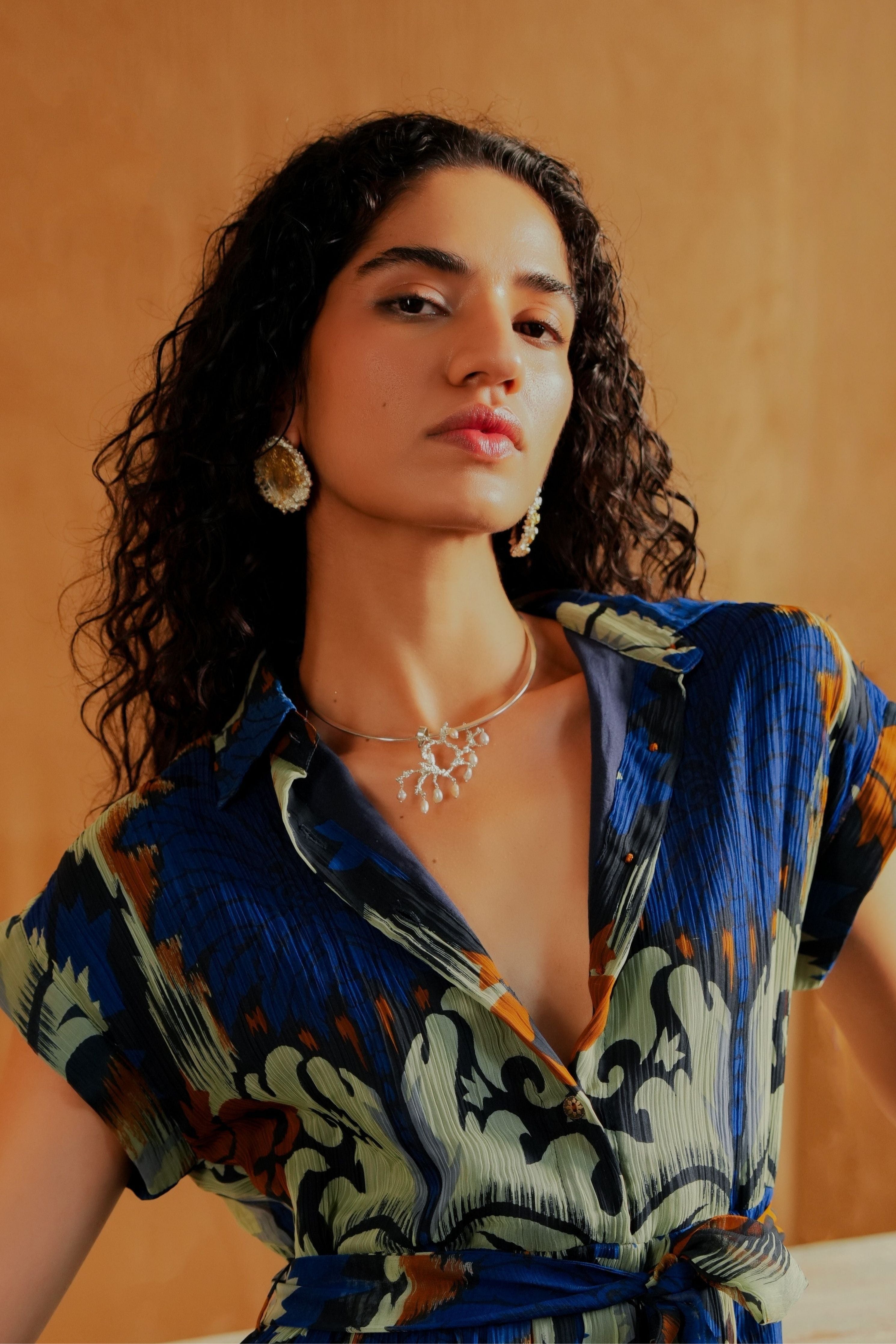 Two Tone Bubbly Crater Studs Silver And Gold