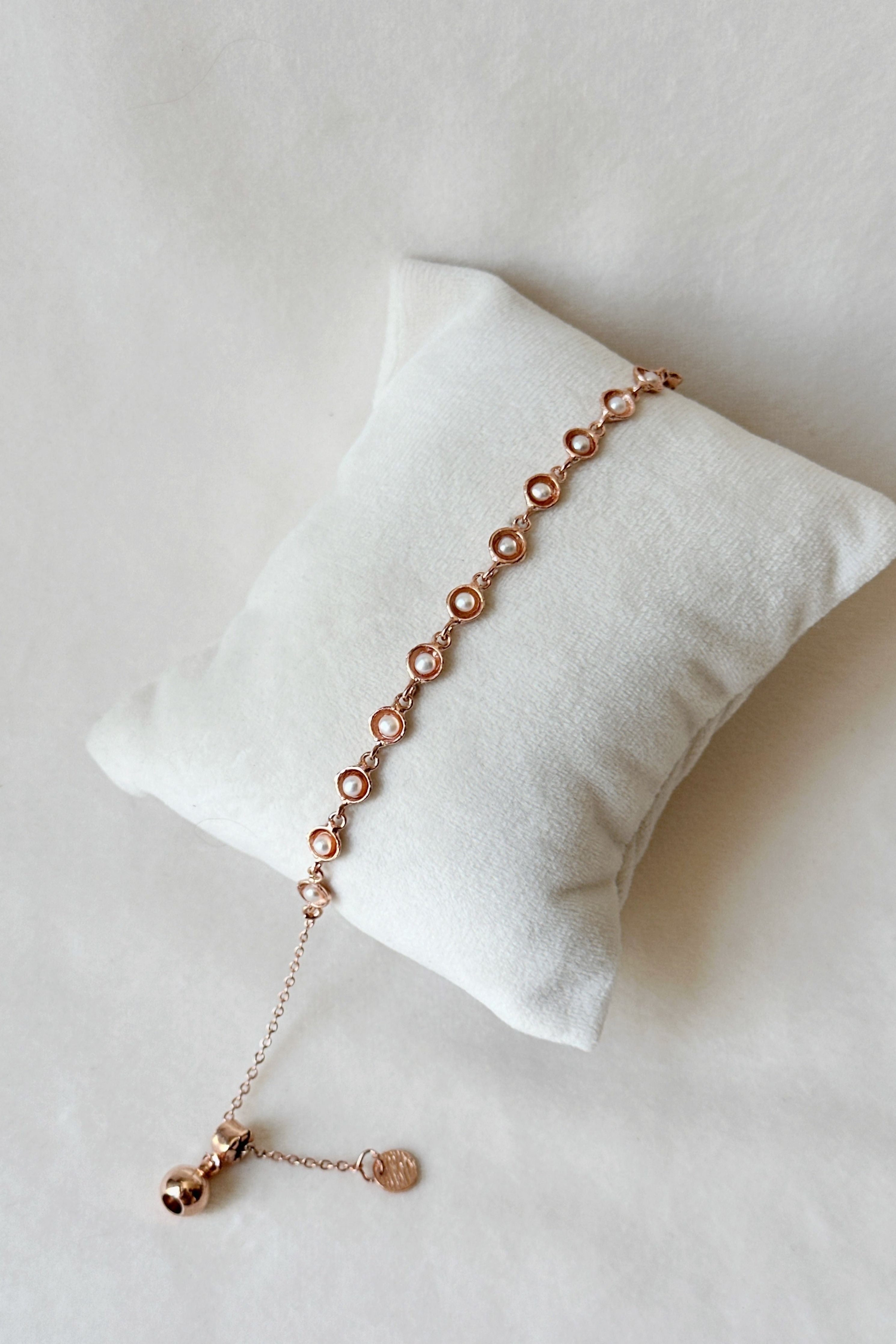 Pearl Cup Cascade Bracelet Rose Gold