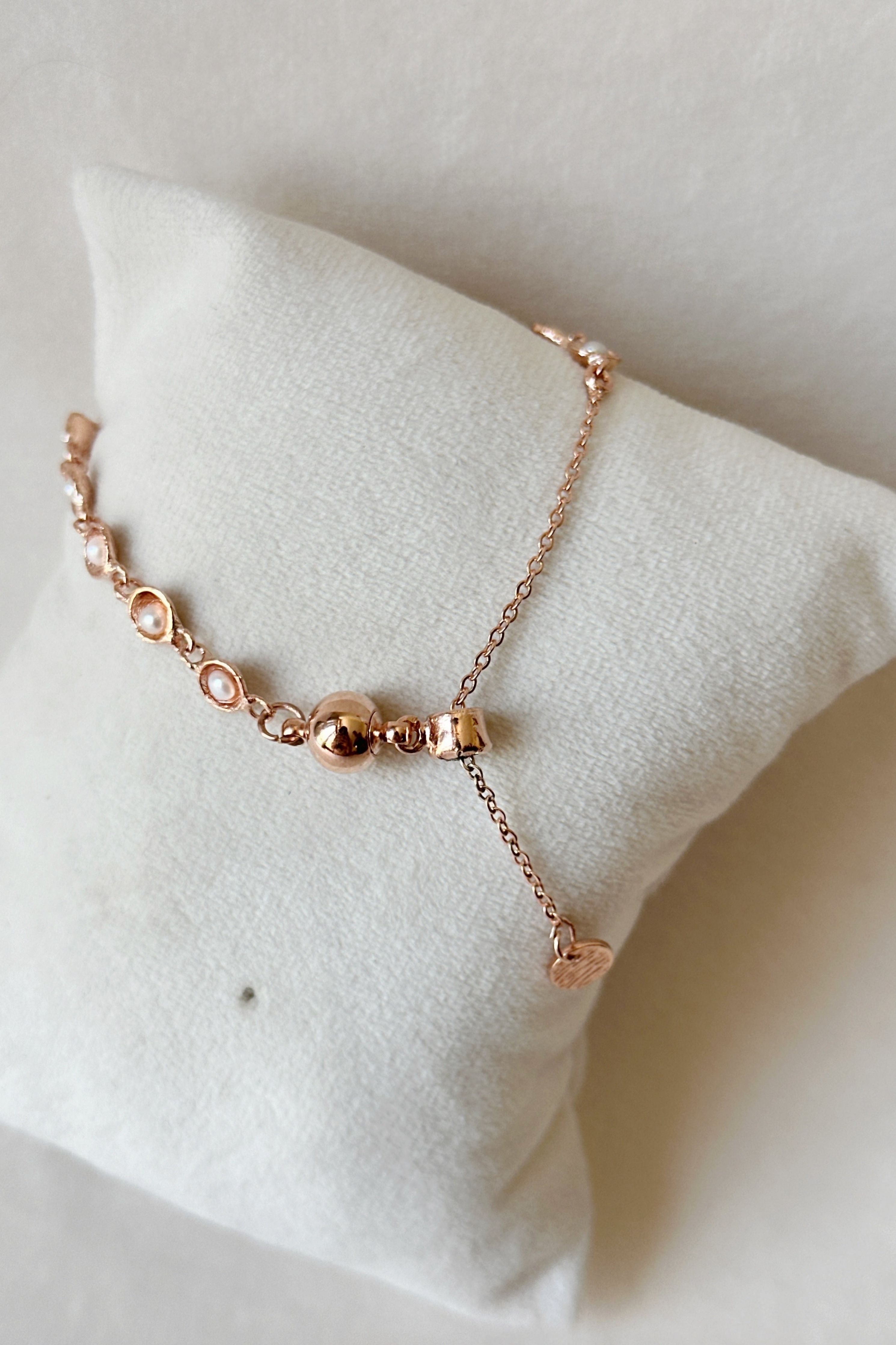 Pearl Cup Cascade Bracelet Rose Gold