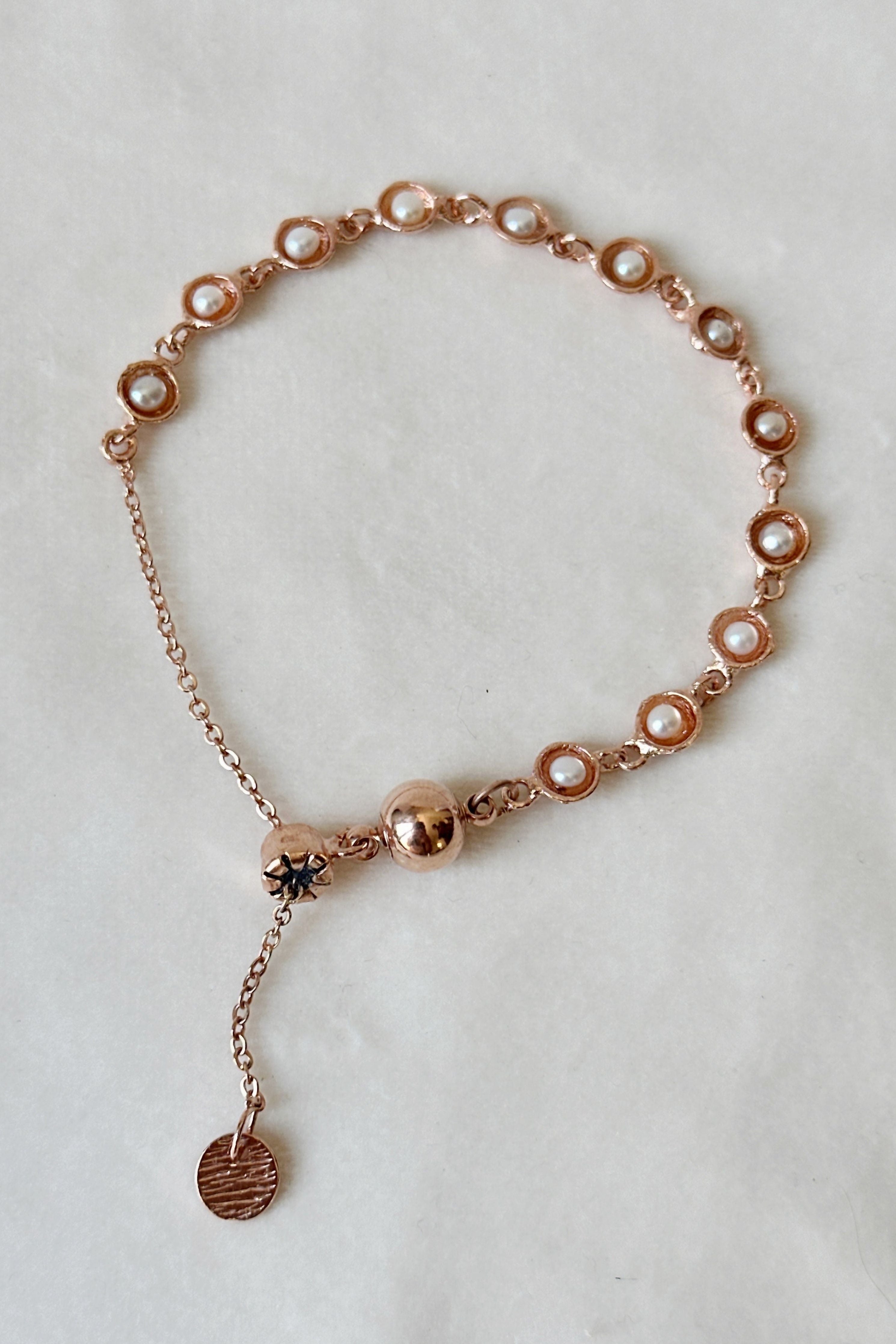 Pearl Cup Cascade Bracelet Rose Gold
