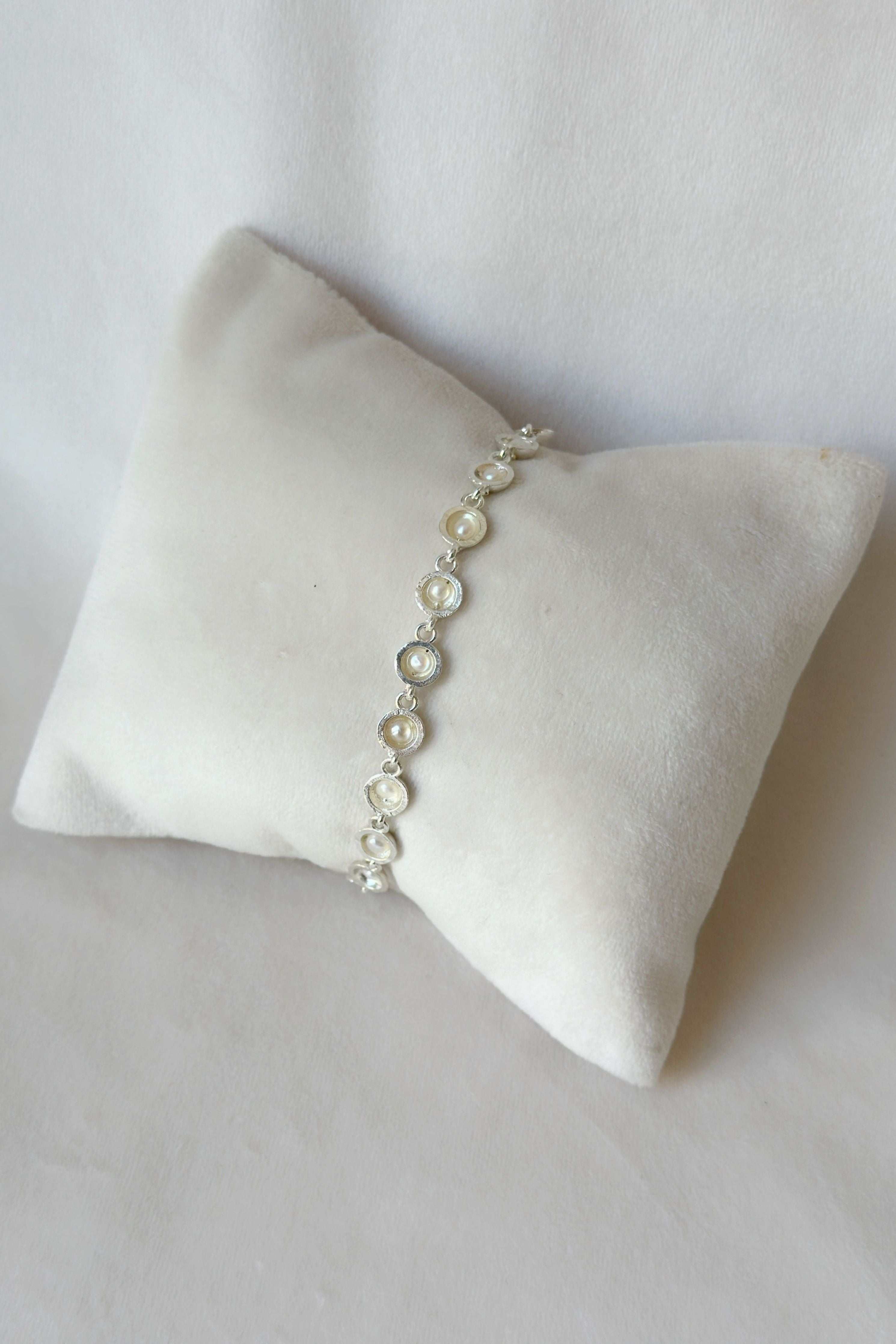 Pearl Cup Cascade Bracelet Silver