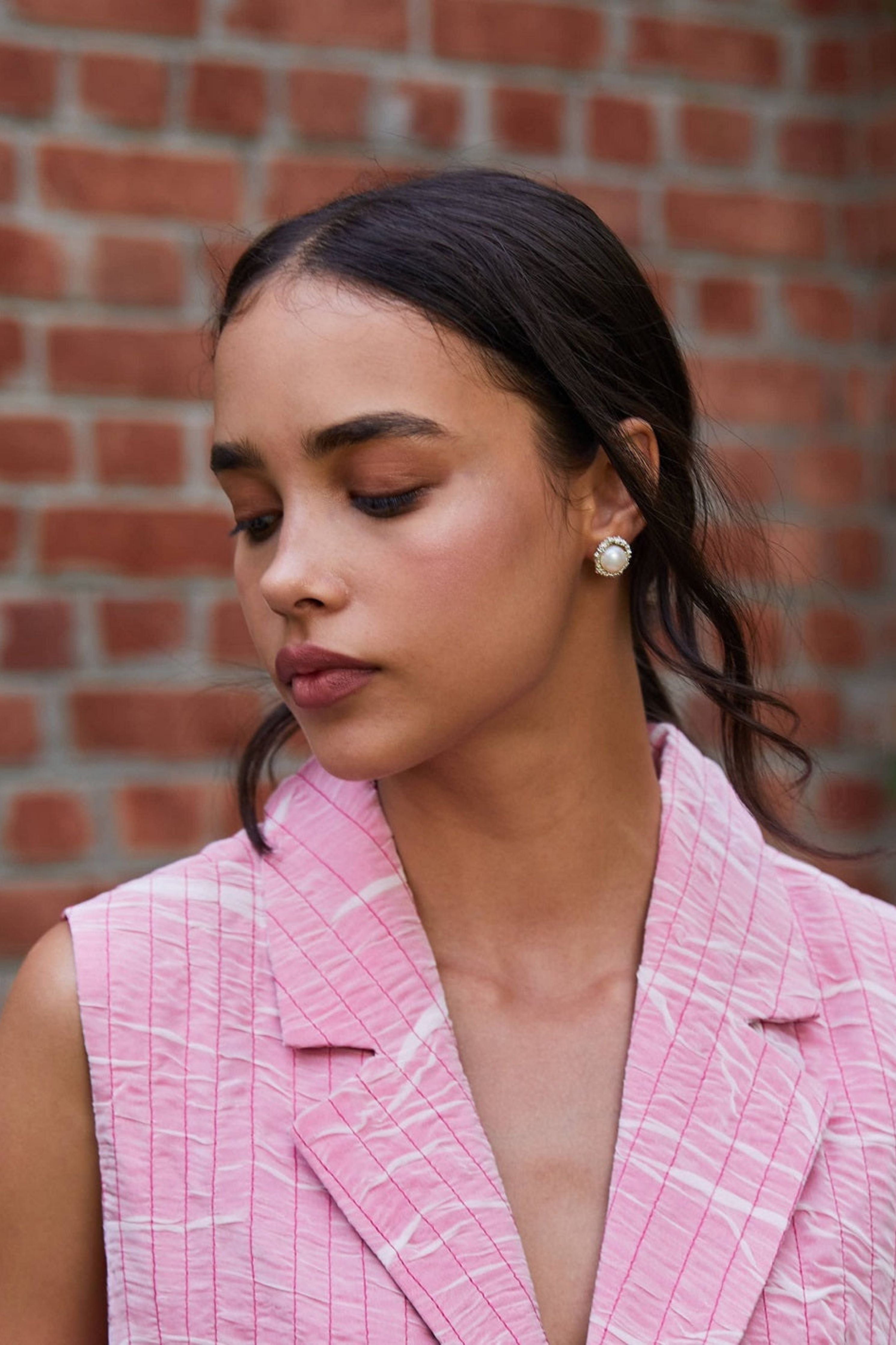 Pearl Cup Studs Silver