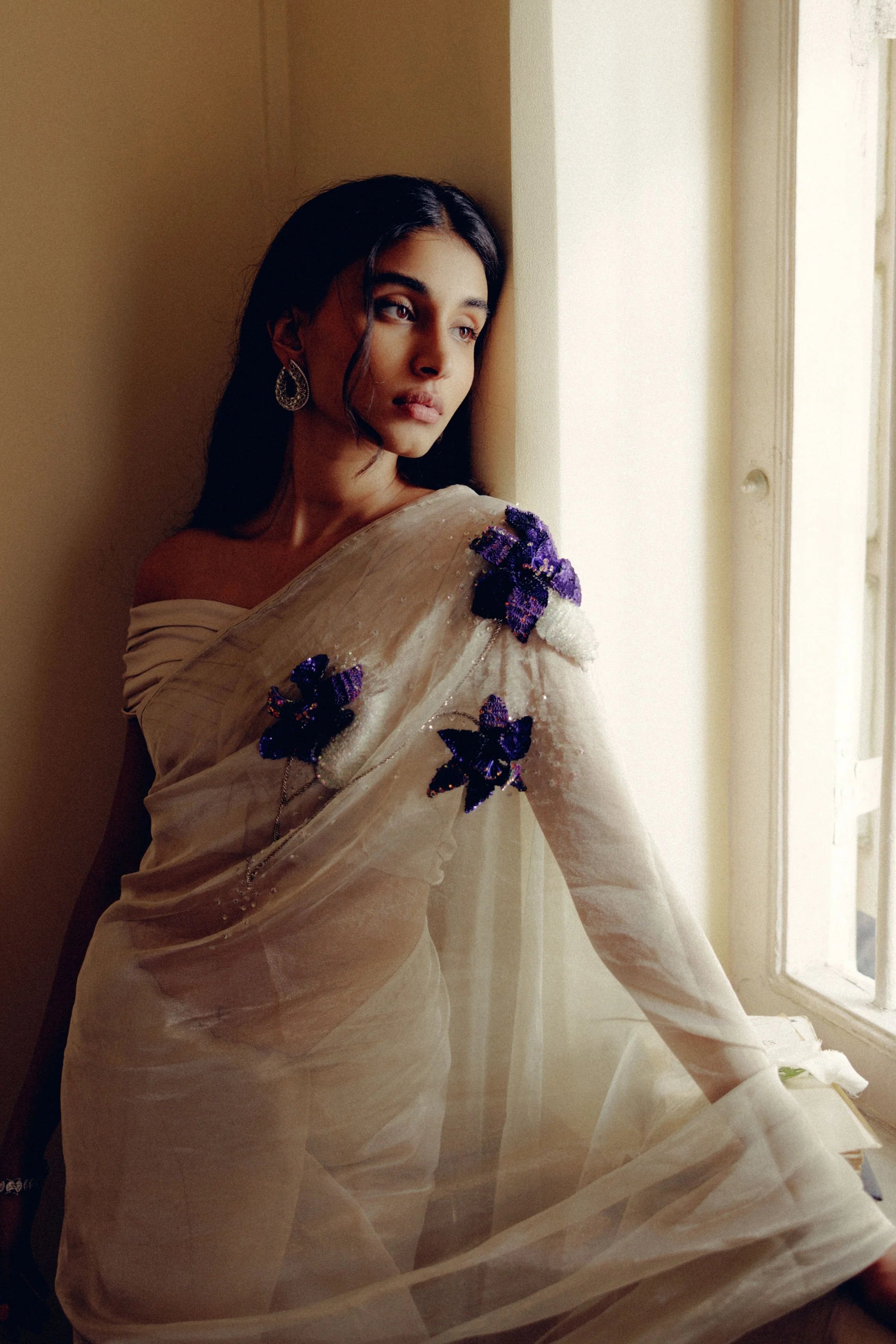 Silver 3d Flower Saree