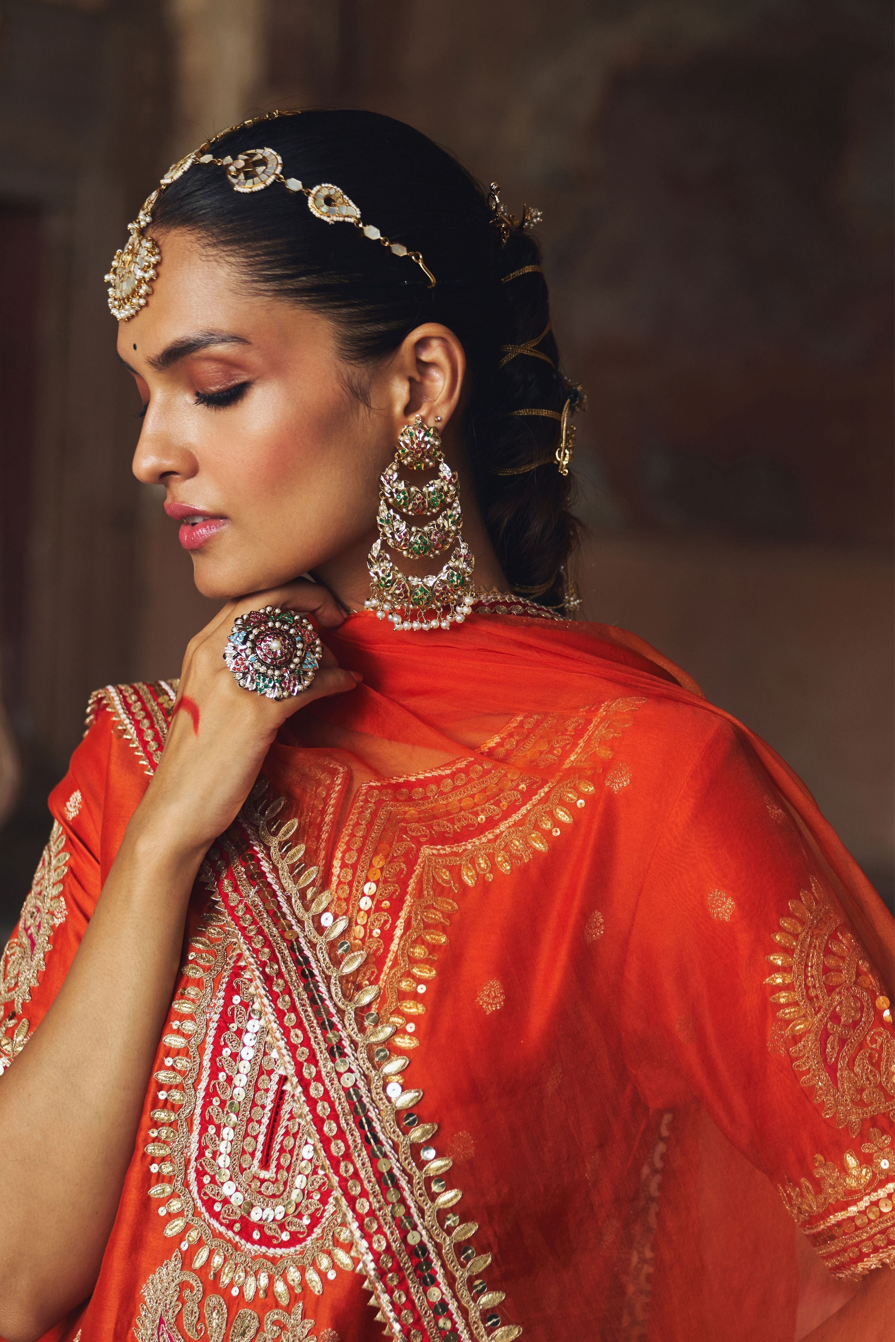 Areesha  Burnt Orange Short Kurta With Sharara And Dupatta