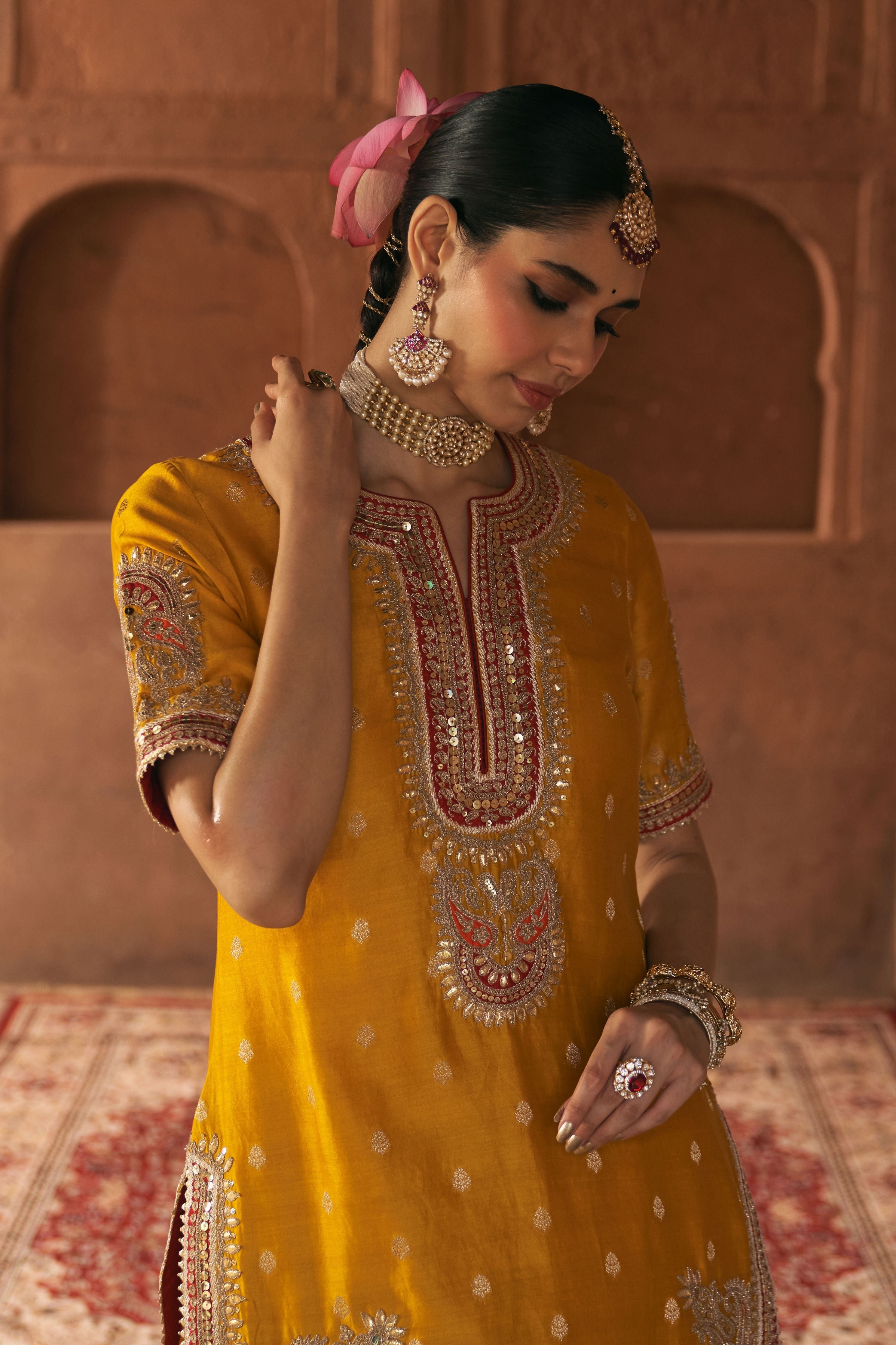 Areesha  Mustard Short Sharara Set With Dupatta
