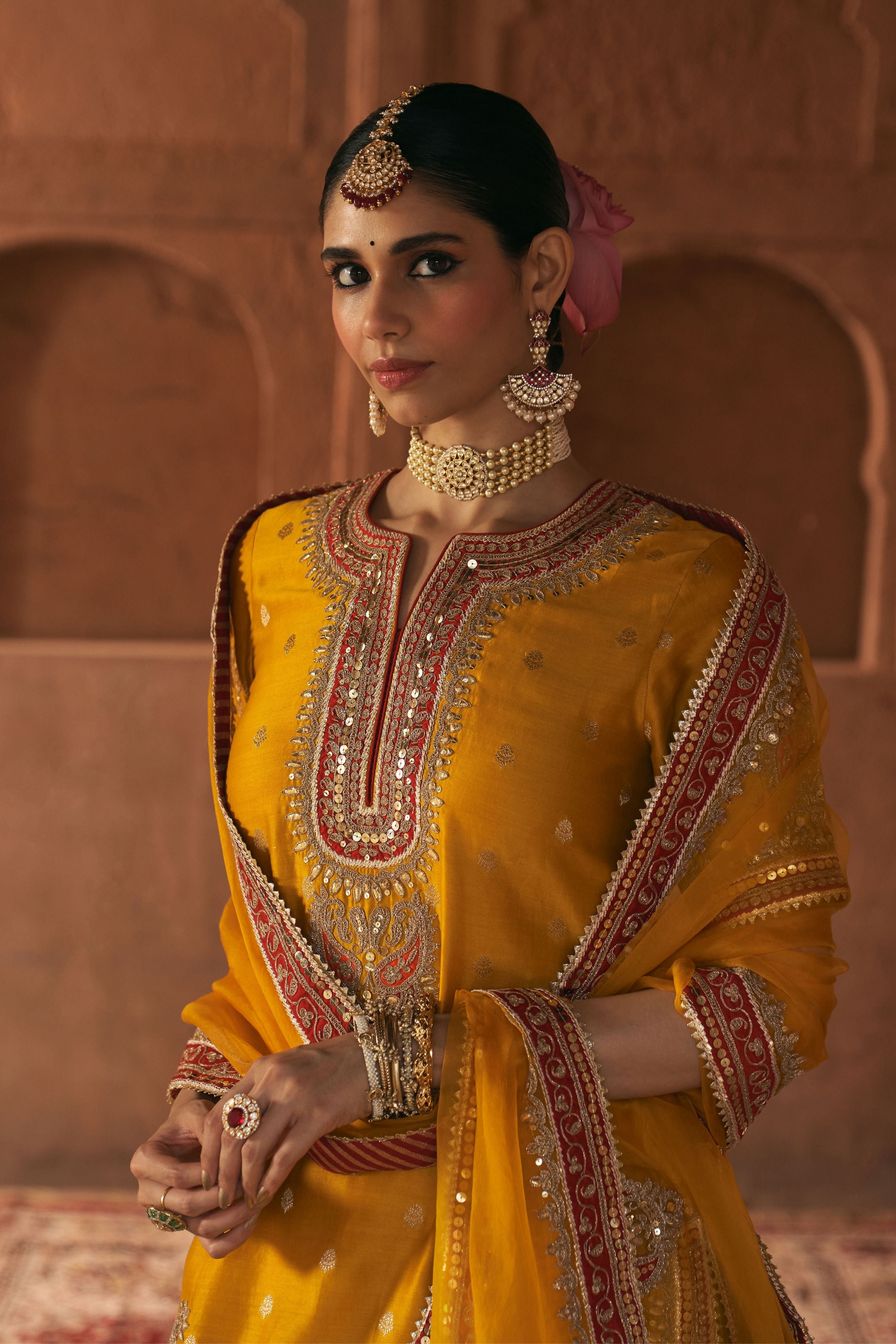 Areesha  Mustard Short Sharara Set With Dupatta