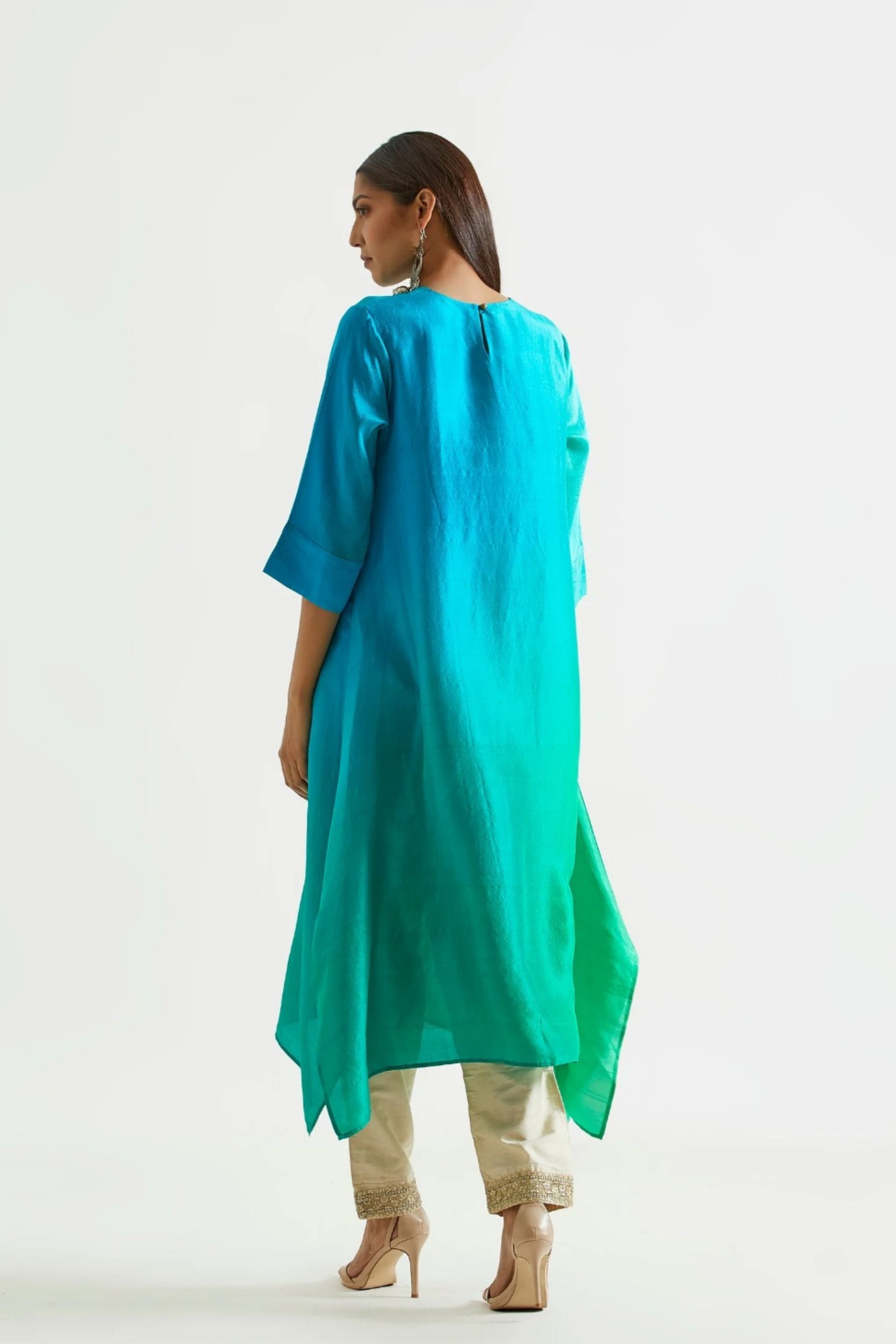 Bright Green Kurta with Stole