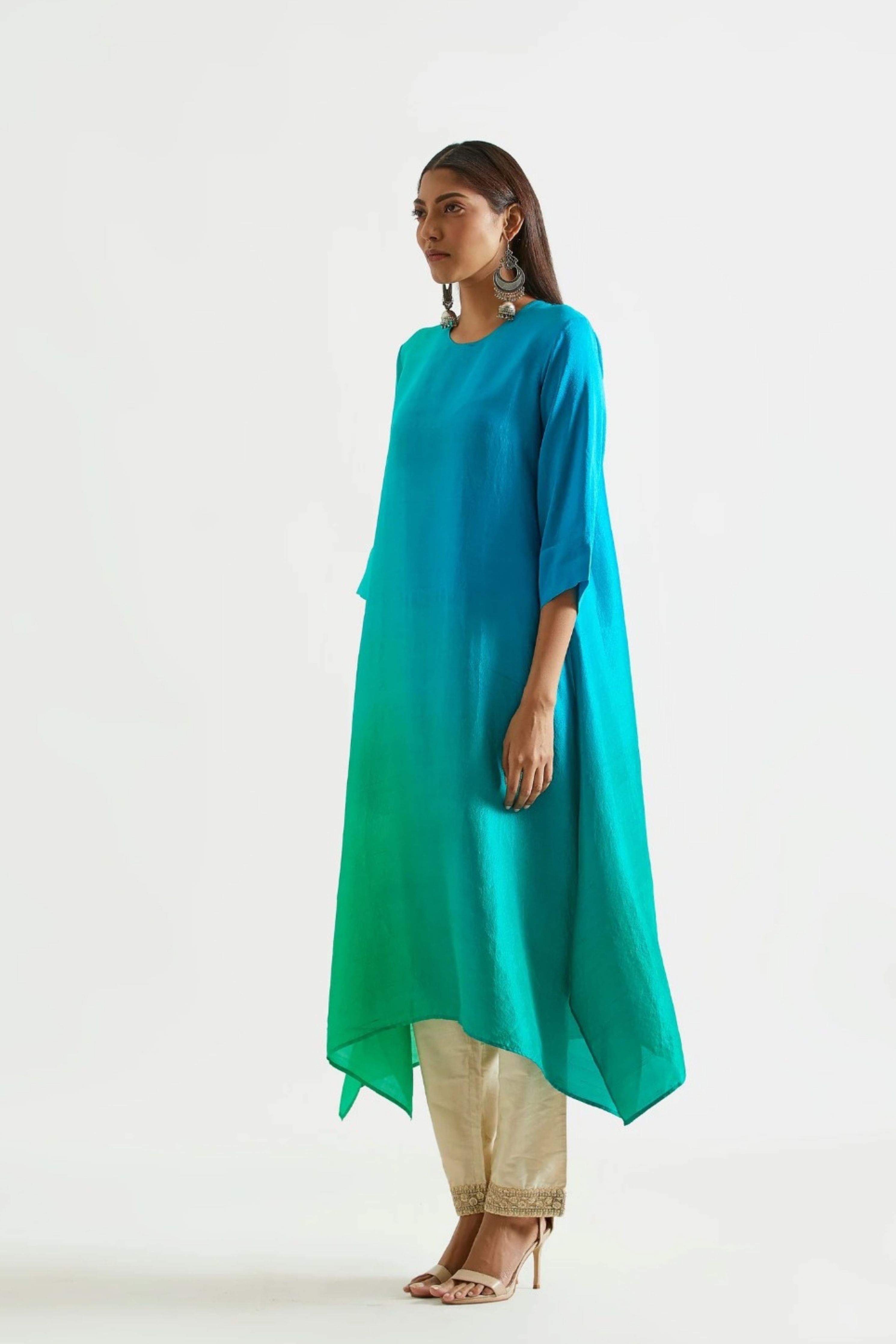 Bright Green Kurta with Stole