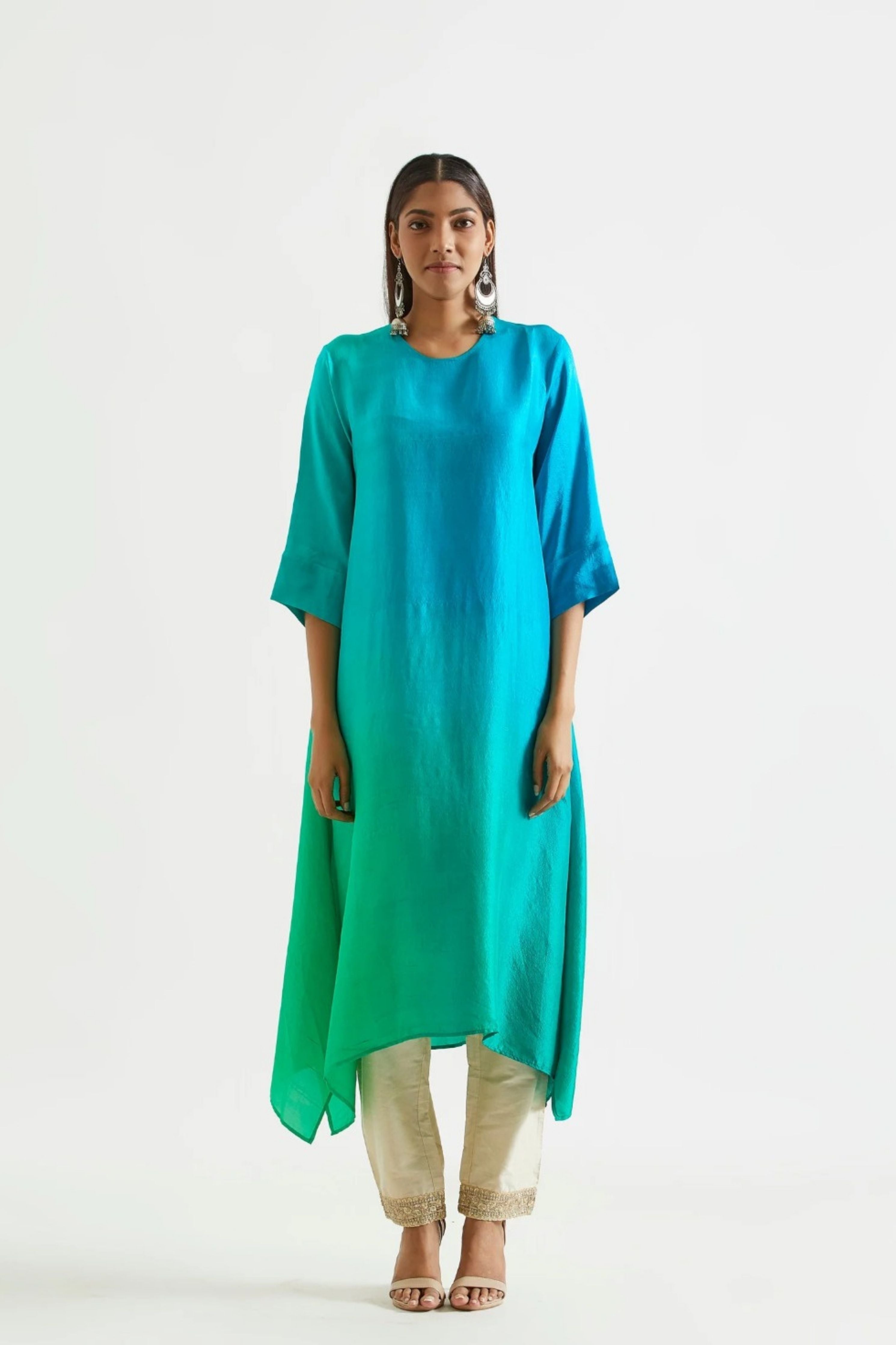 Bright Green Kurta with Stole