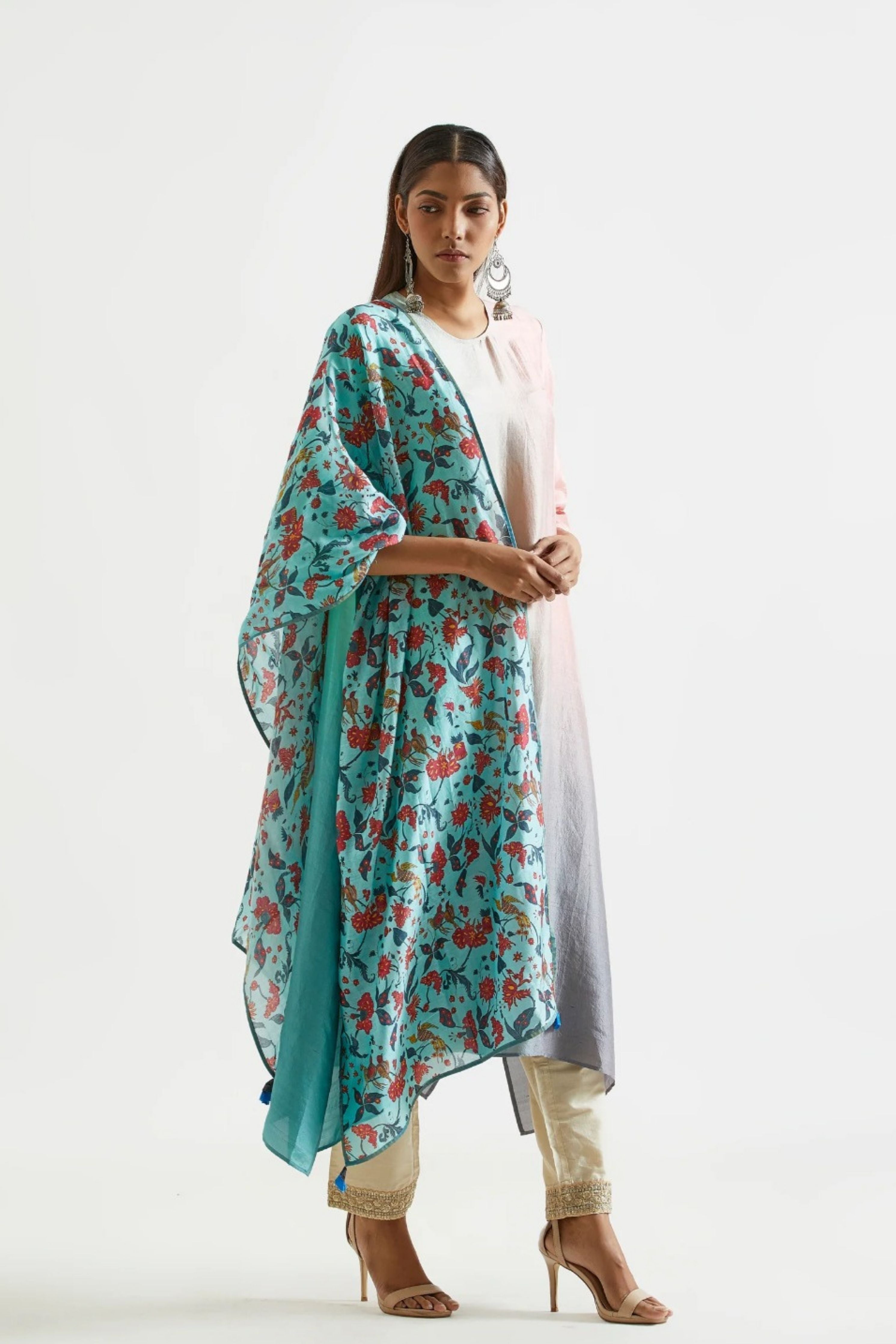 Blue Kurta with Stole