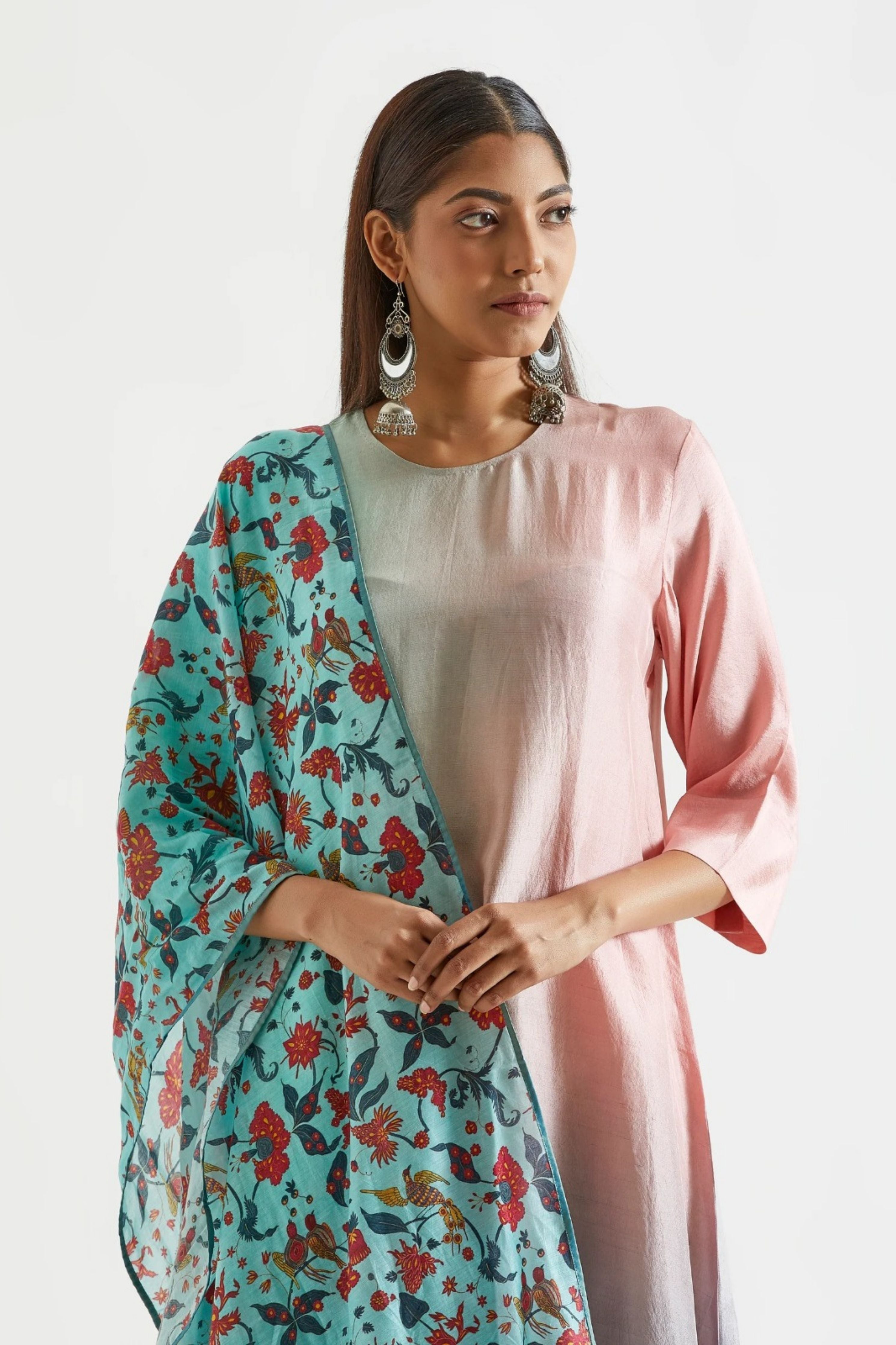 Blue Kurta with Stole