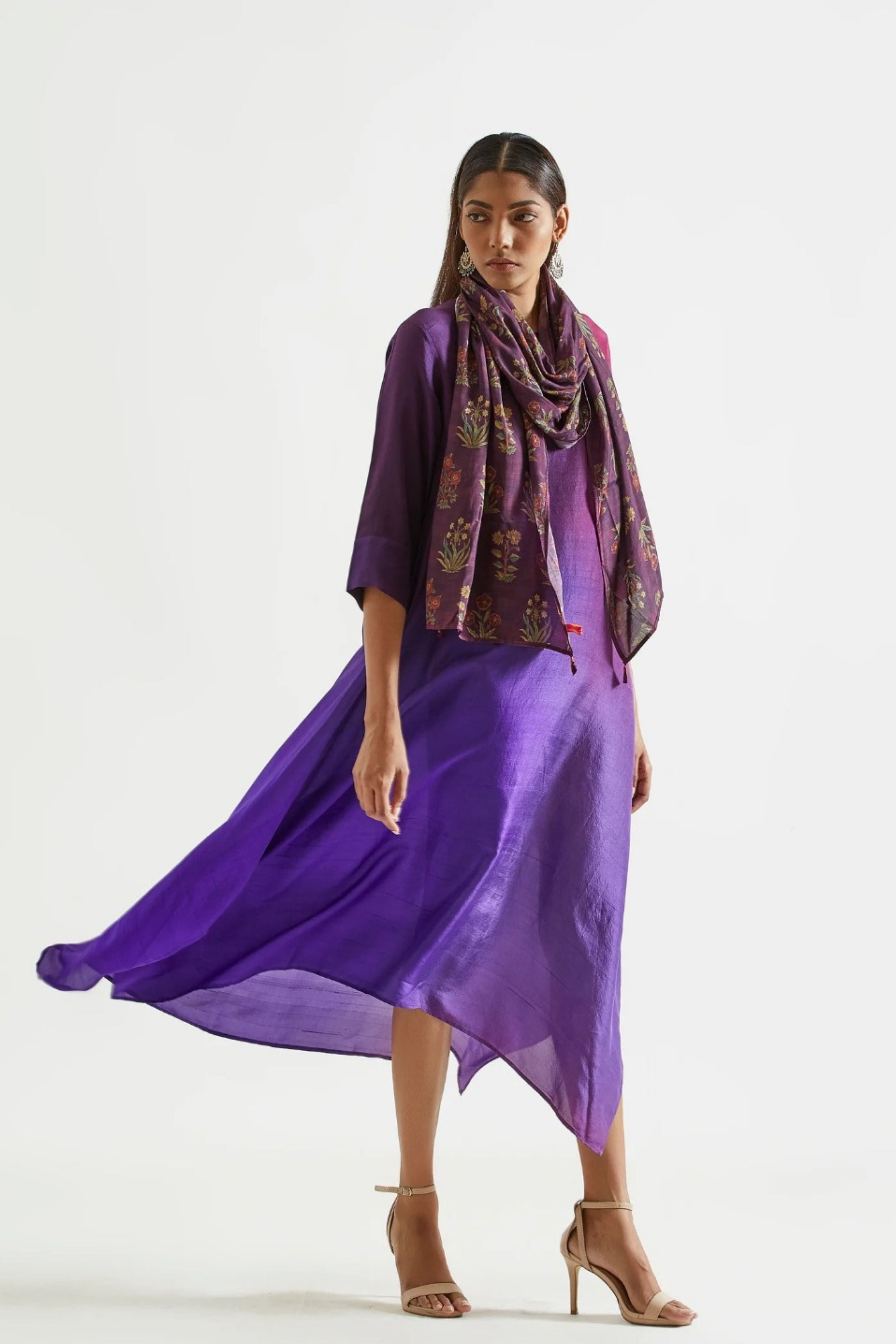 Deep Purple Kurta with Stole