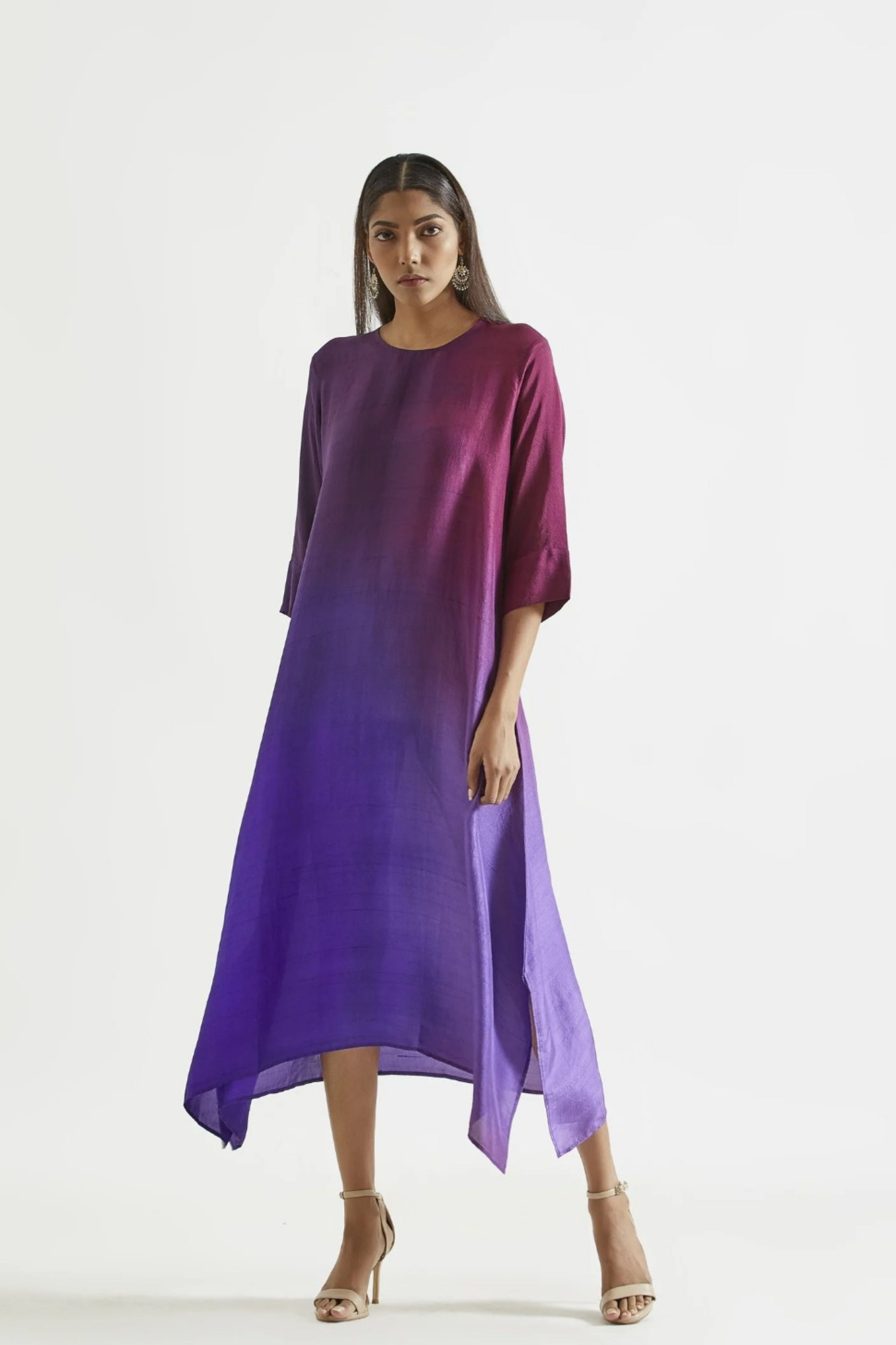 Deep Purple Kurta with Stole