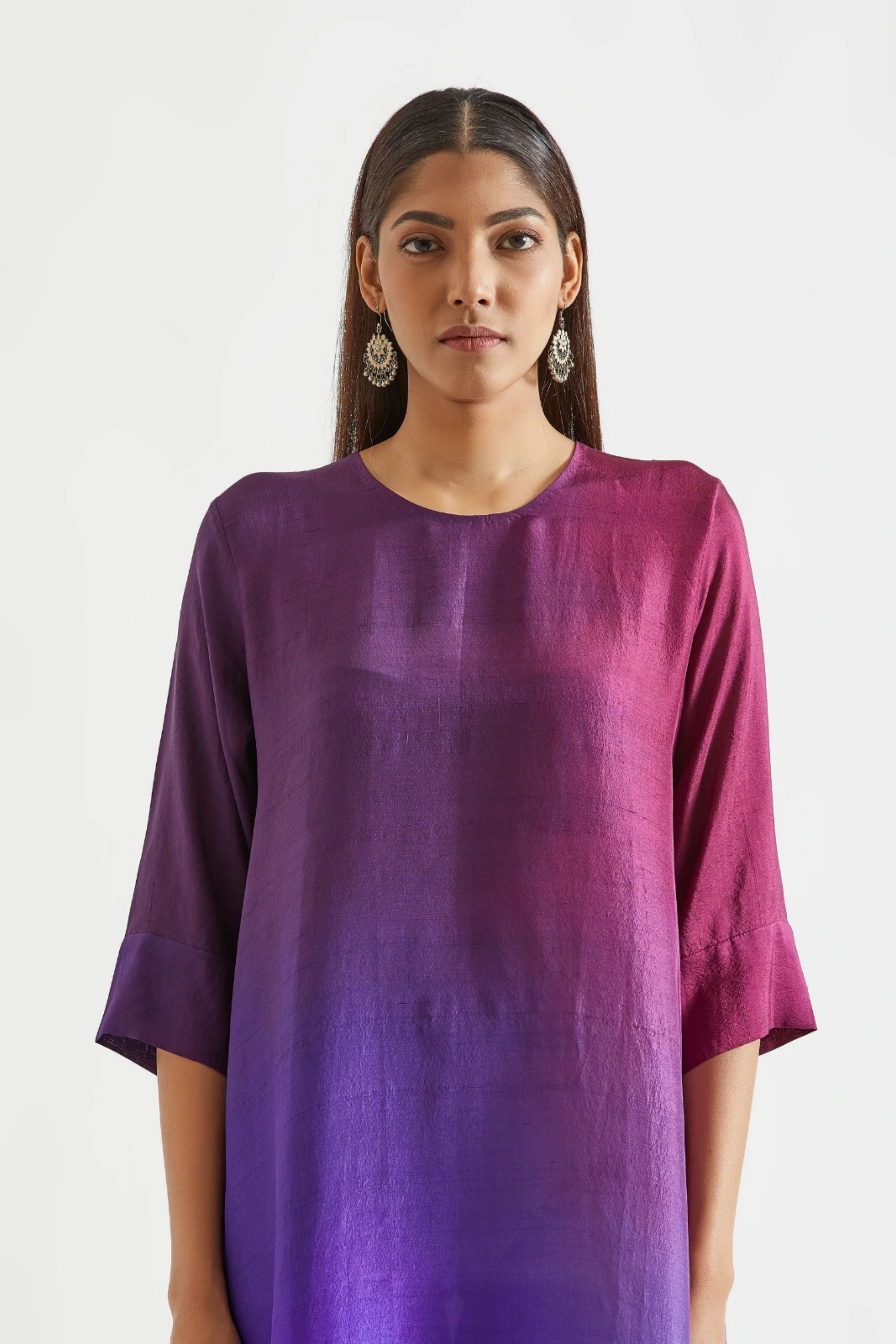 Deep Purple Kurta with Stole