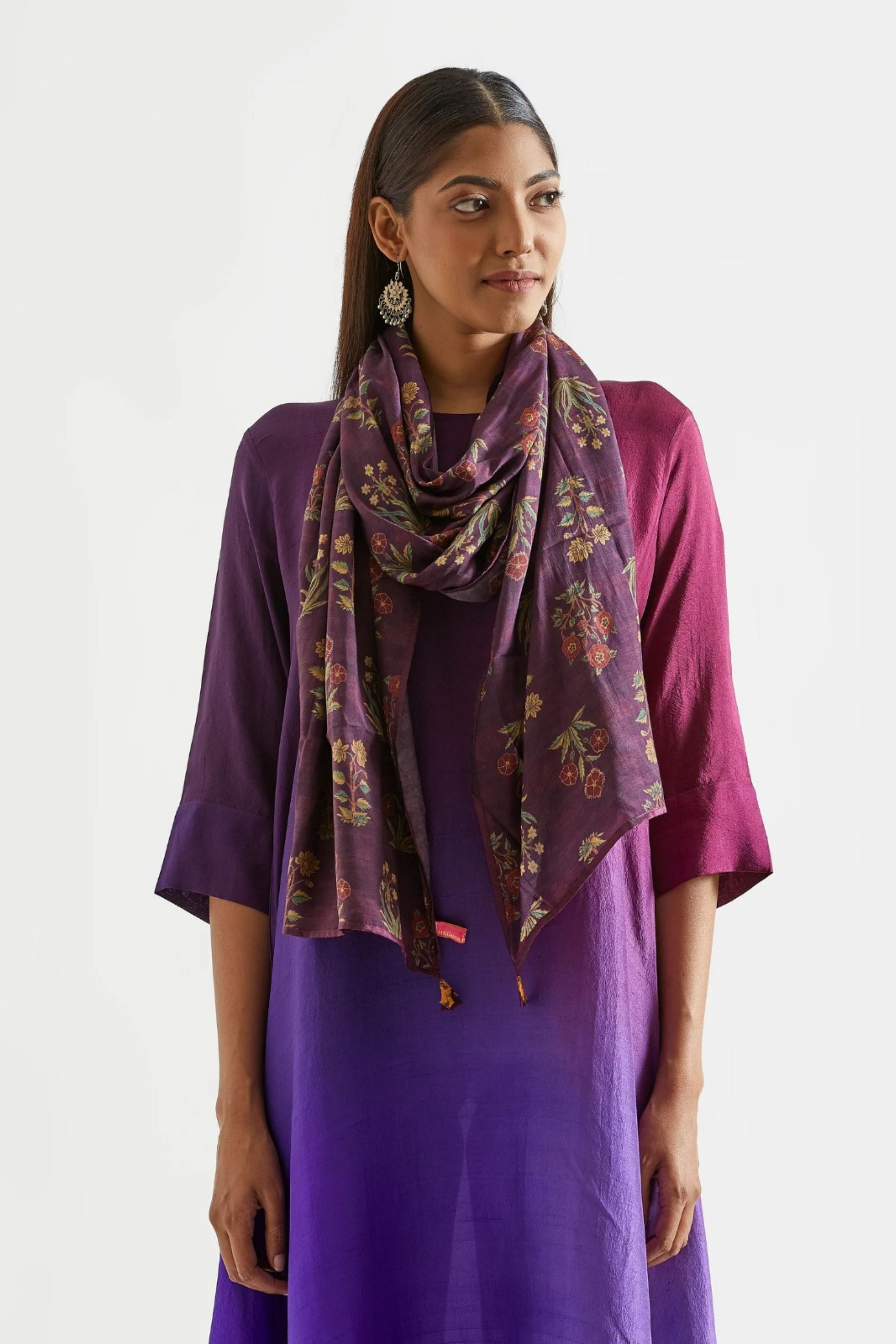 Deep Purple Kurta with Stole