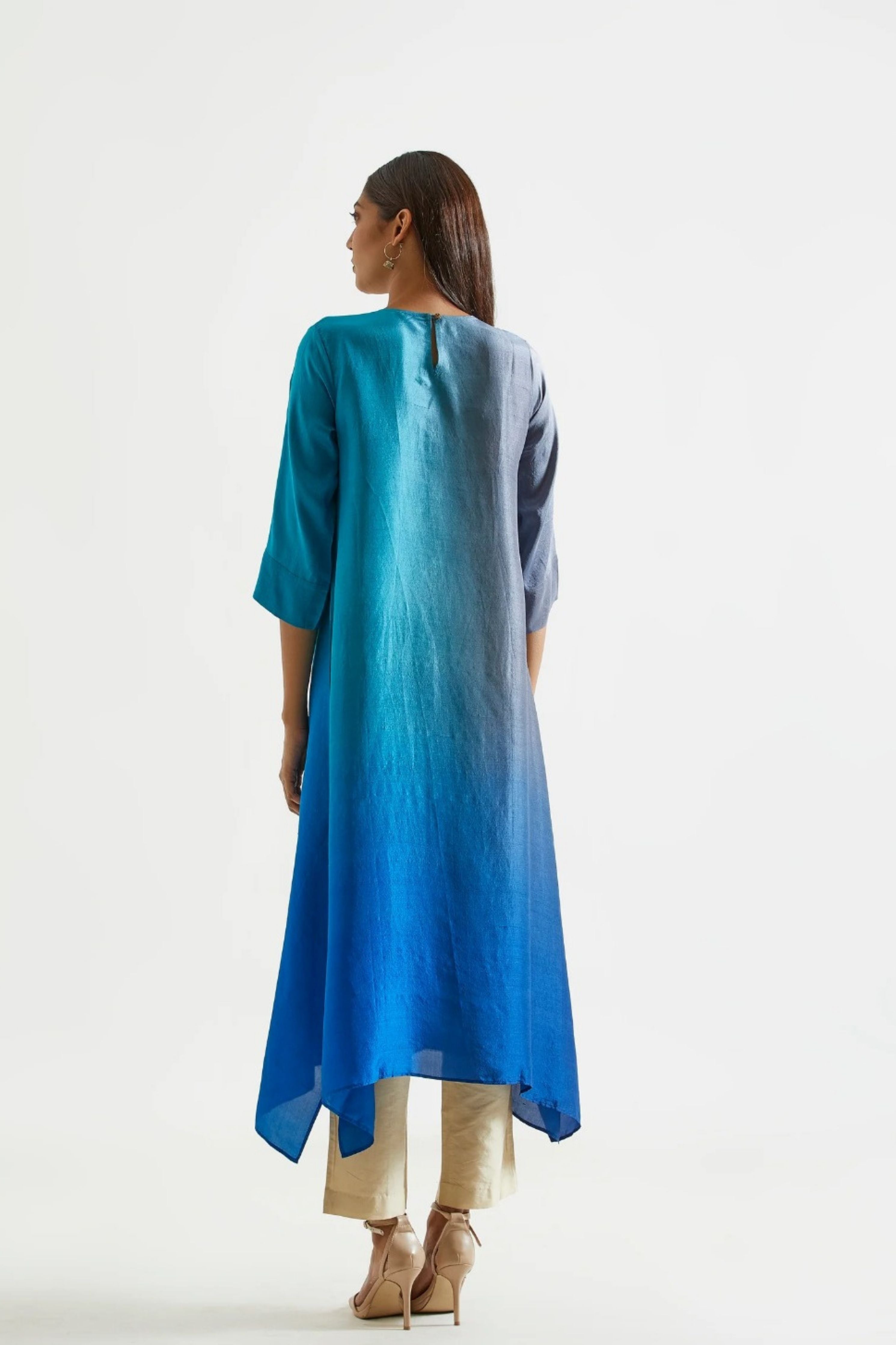 Firozi Grey Kurta with Stole