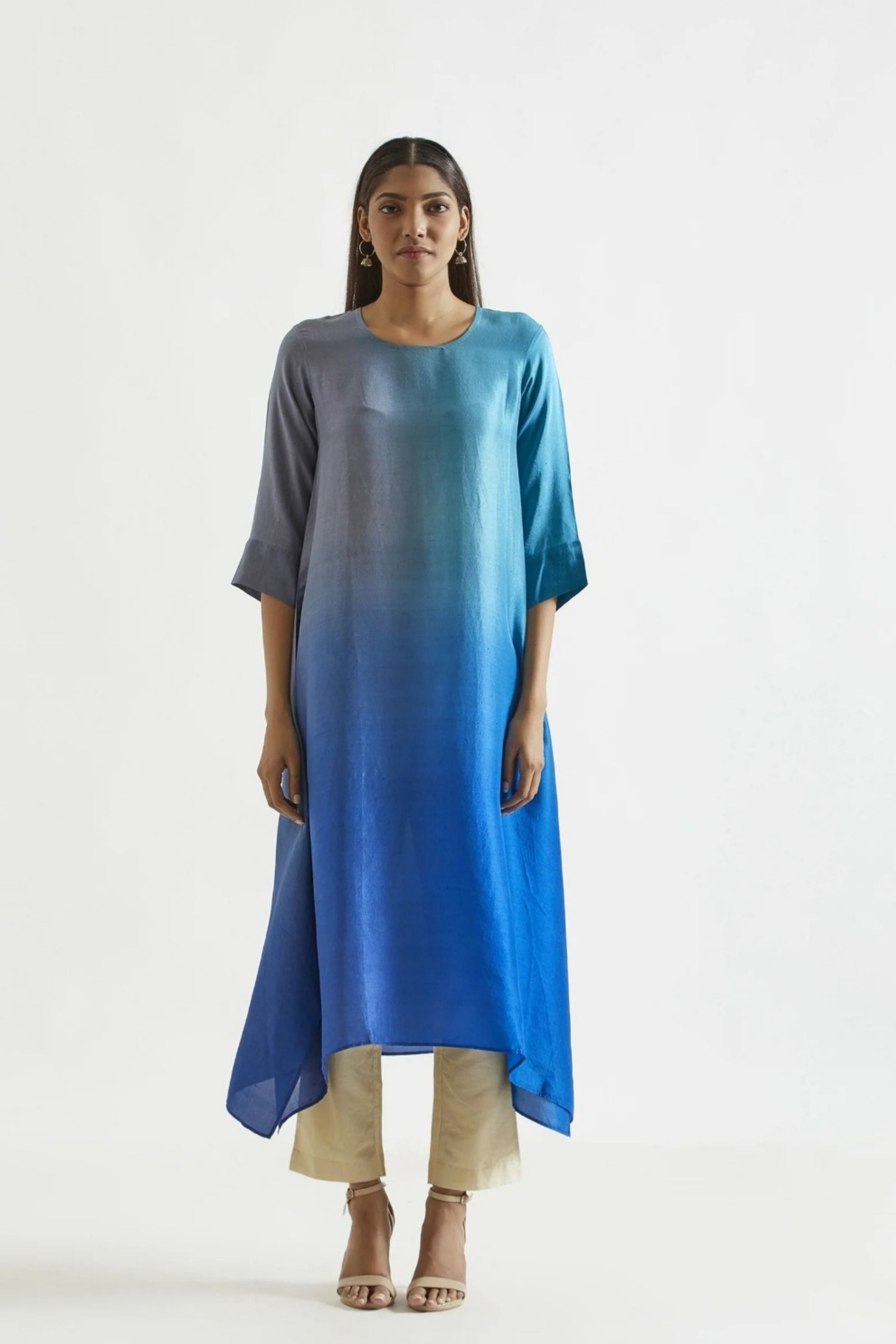 Firozi Grey Kurta with Stole